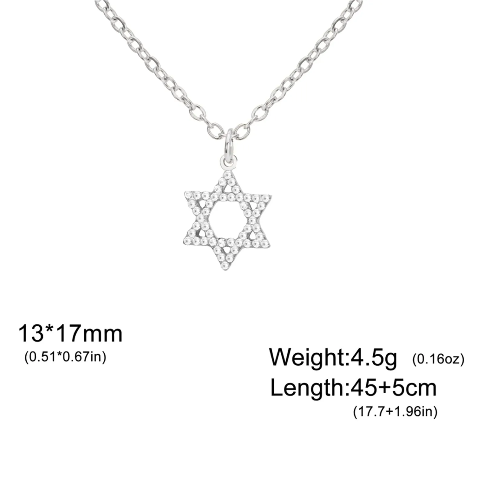VASSAGO Collana con ciondolo Stella di David in acciaio inossidabile, Argento-CZ - immagine 6