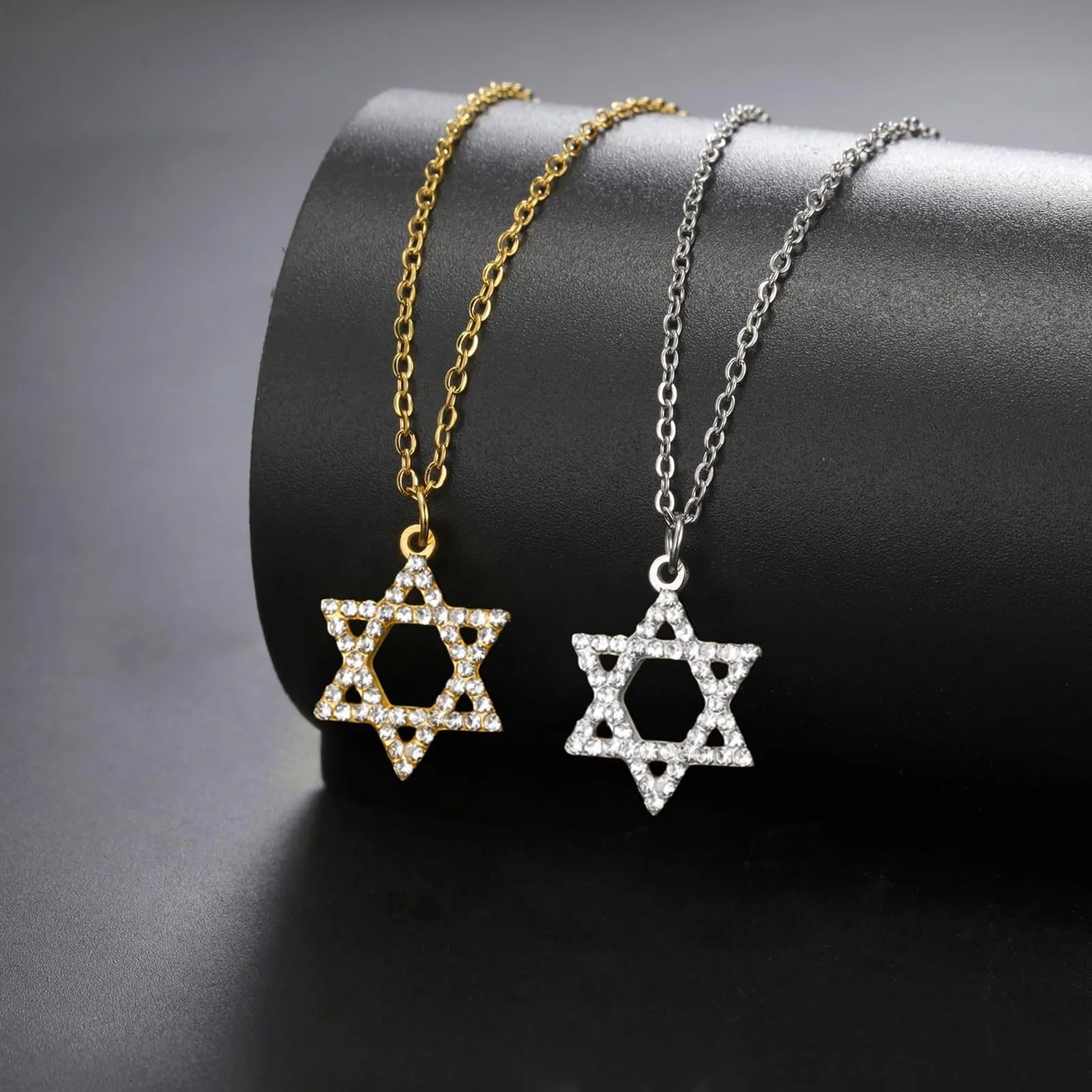 VASSAGO Collana con ciondolo Stella di David in acciaio inossidabile, Argento-CZ - immagine 8