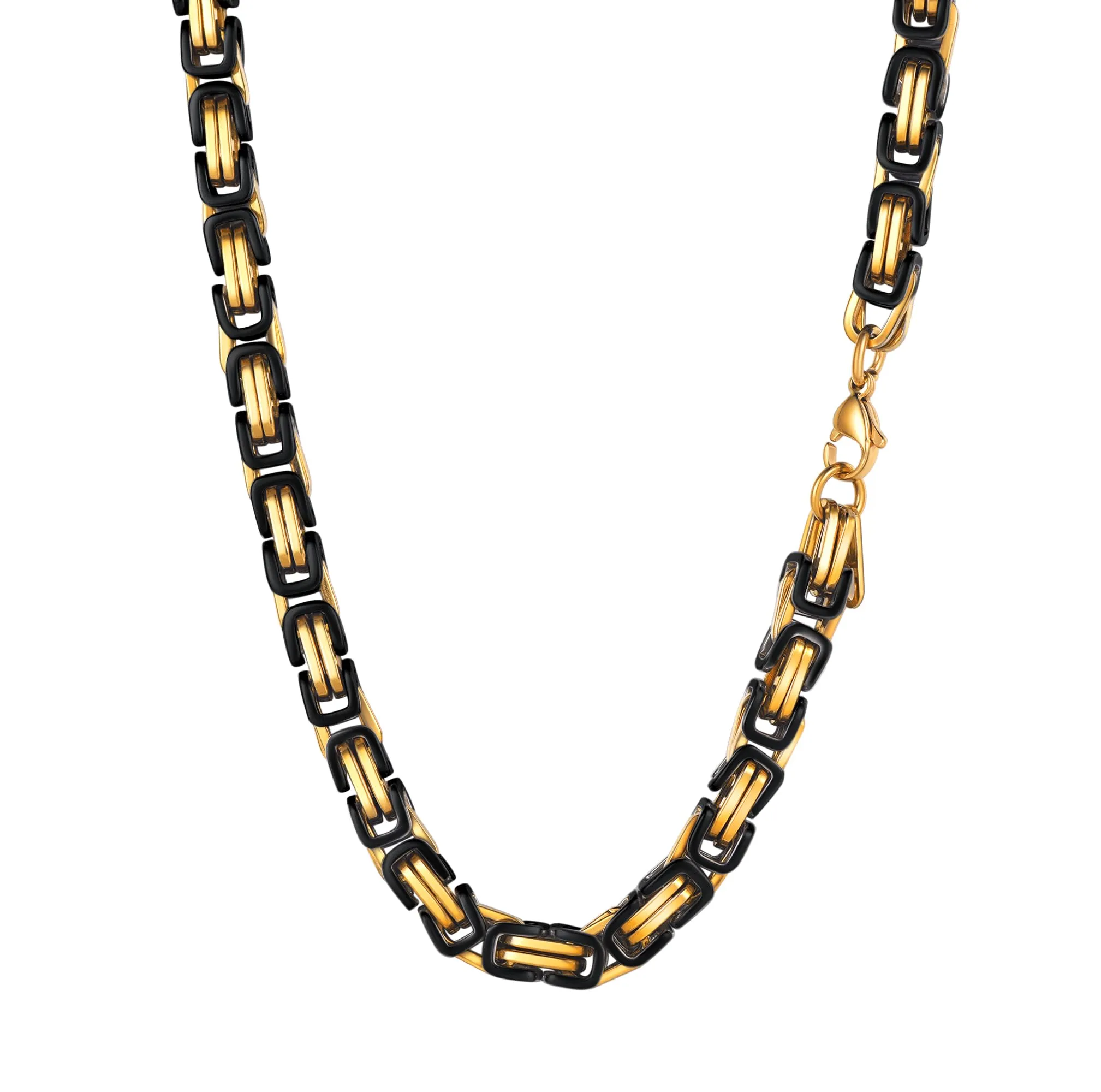 PROSTEEL Collana Uomo Bizantina in Acciaio Inossidabile 6mm Nero - immagine 1