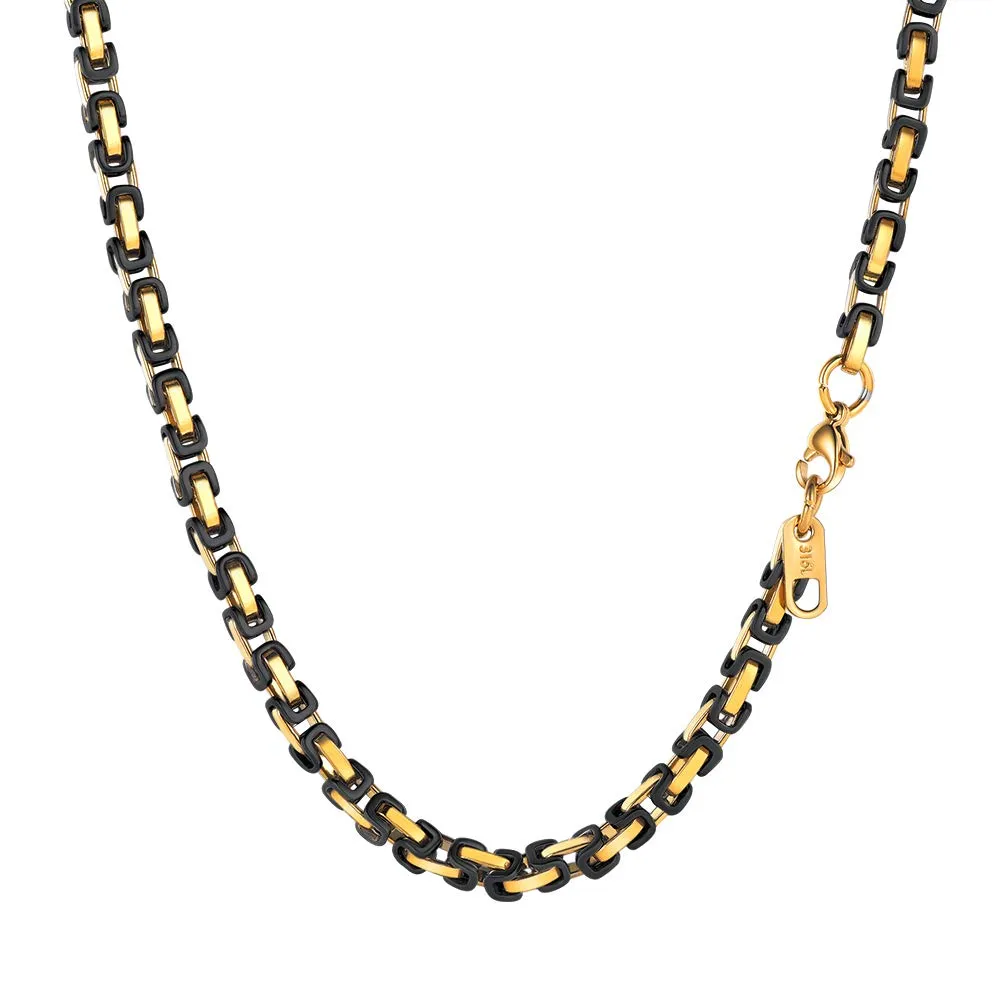 PROSTEEL Collana Uomo Bizantina in Acciaio Inossidabile 4mm Nero - immagine 1