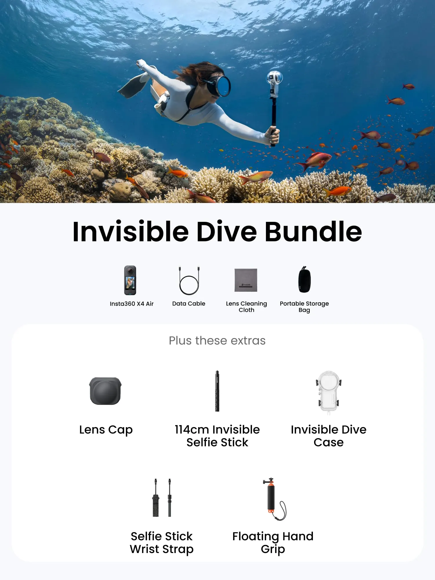 Insta360 X4 Air Pack Subacqueo Invisibile Videocamera 8K 360 - immagine 2