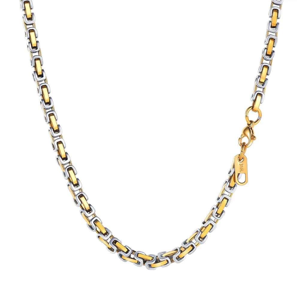 PROSTEEL Collana Uomo Bizantina in Acciaio 4mm 18K Oro - immagine 1