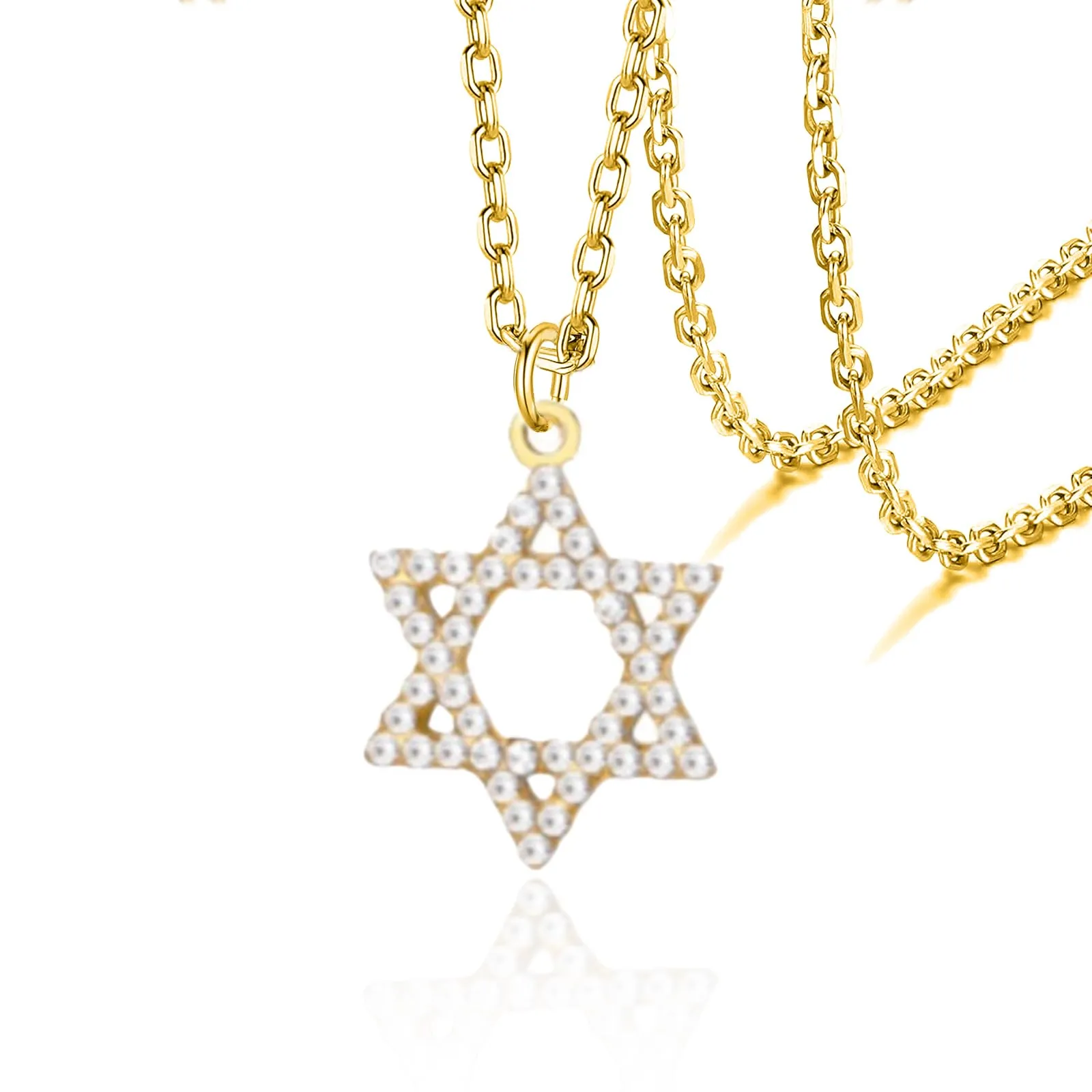 VASSAGO Collana con ciondolo Stella di David in acciaio inossidabile, Oro-CZ - immagine 1