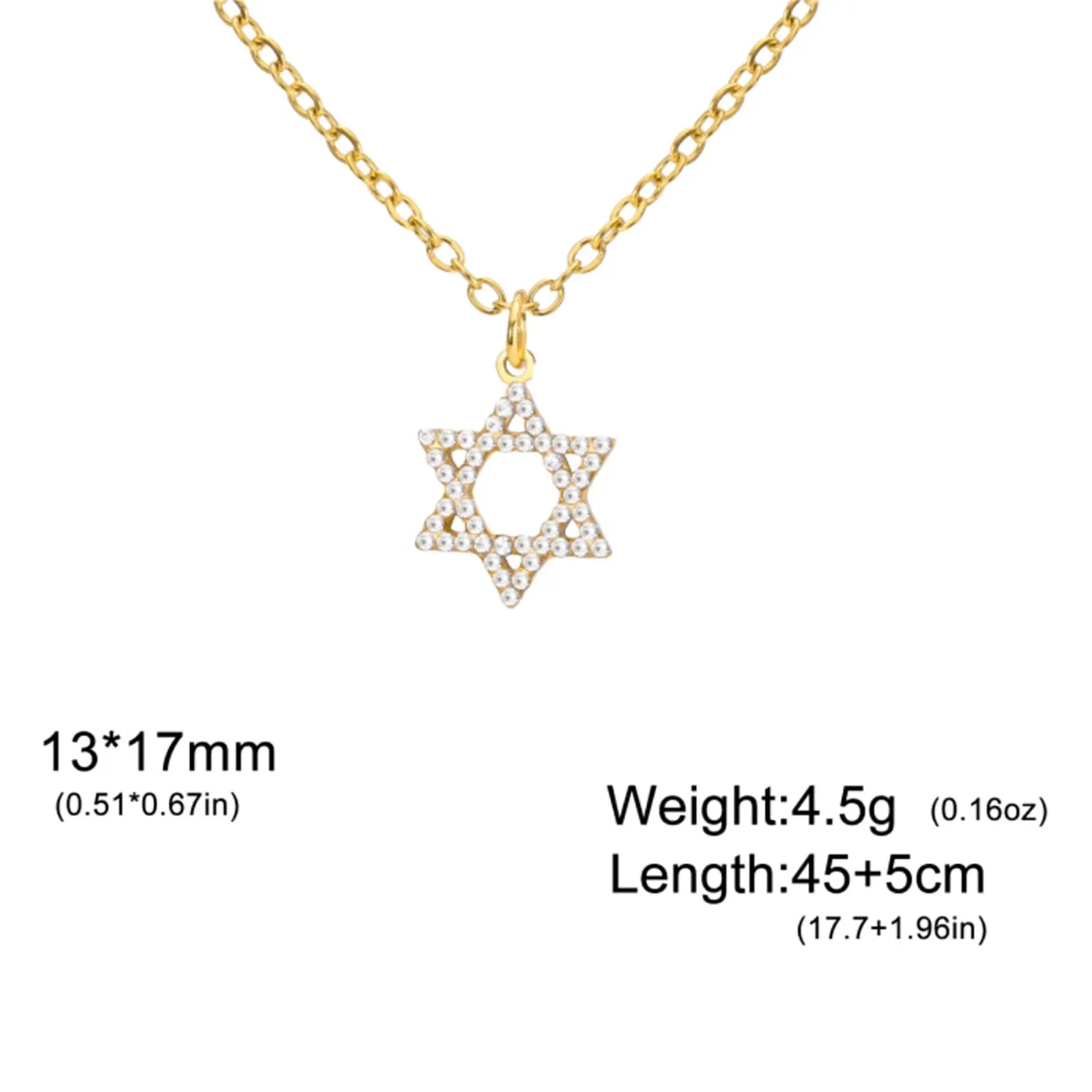 VASSAGO Collana con ciondolo Stella di David in acciaio inossidabile, Oro-CZ - immagine 6