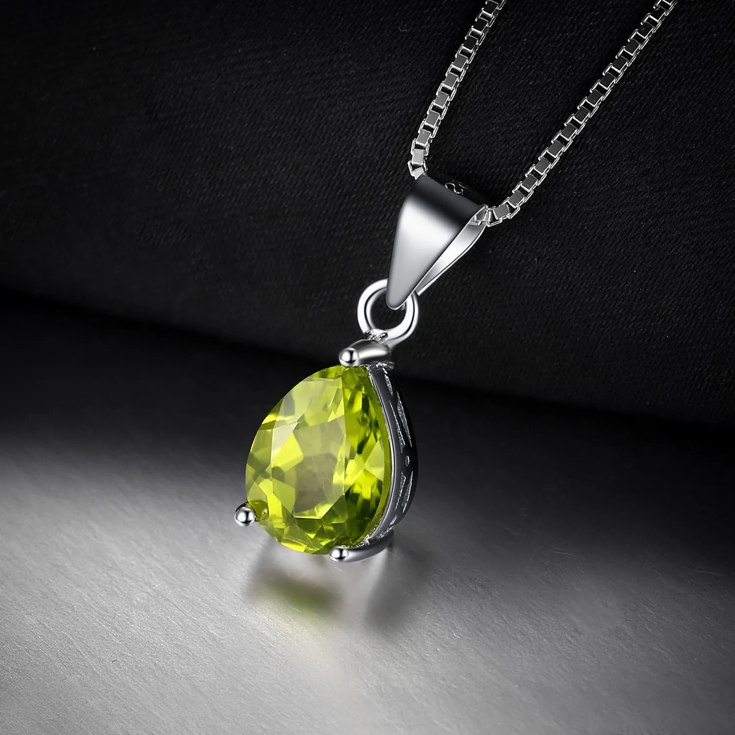 JewelryPalace 1.5ct Natural Green Peridot Pear Solitaire Pendant Necklace 925 Sterling Silver 45cm - immagine 3