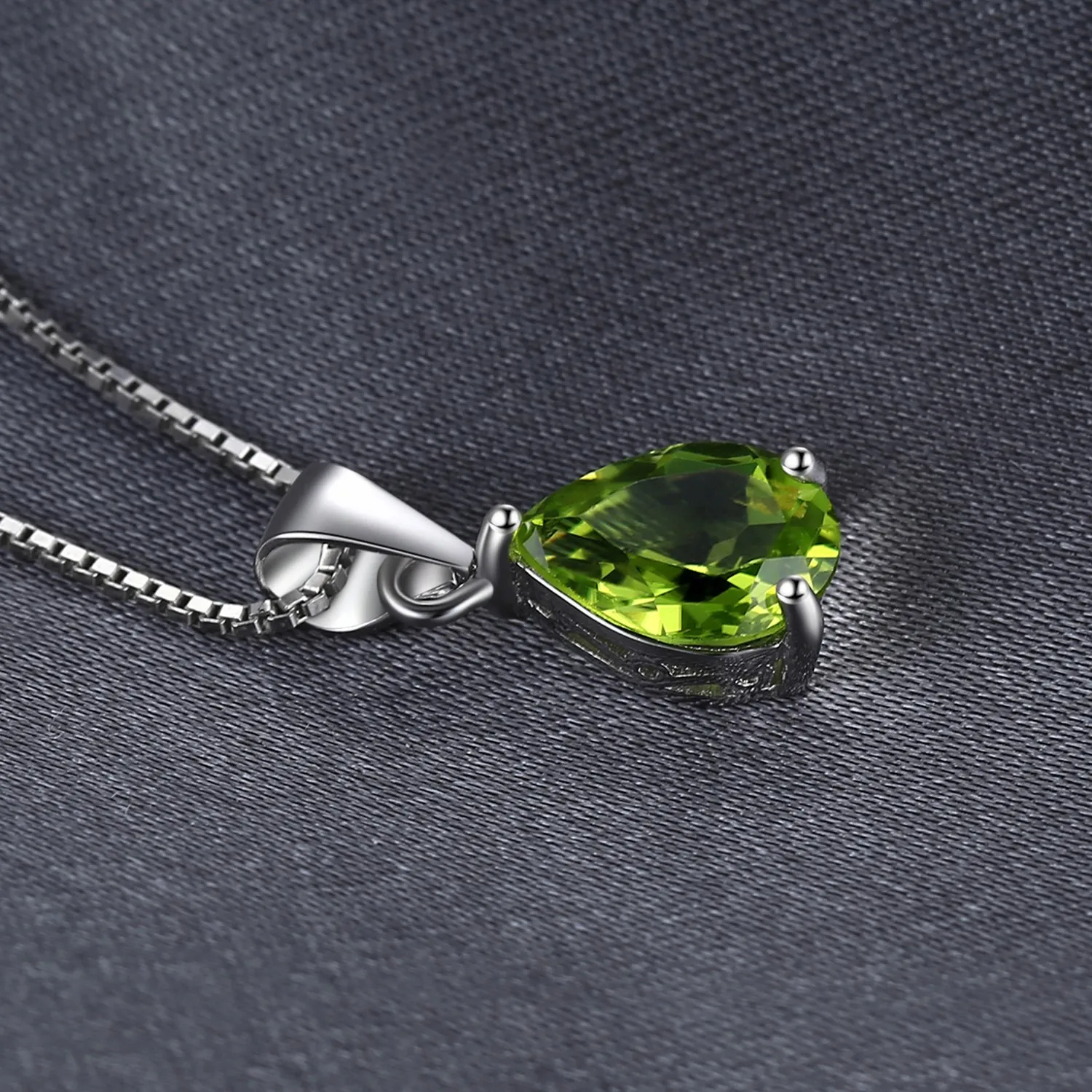 JewelryPalace 1.5ct Natural Green Peridot Pear Solitaire Pendant Necklace 925 Sterling Silver 45cm - immagine 5