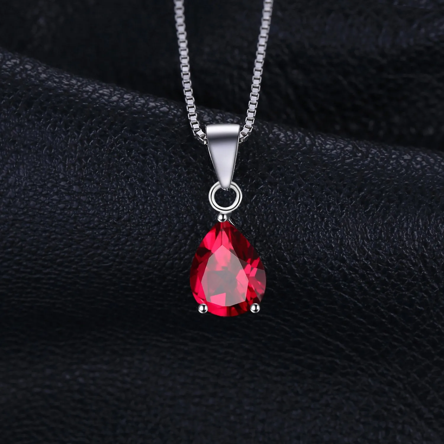 JewelryPalace 2.2ct Natural Red Garnet Pear Solitaire Pendant Necklace 925 Sterling Silver 45cm - immagine 3