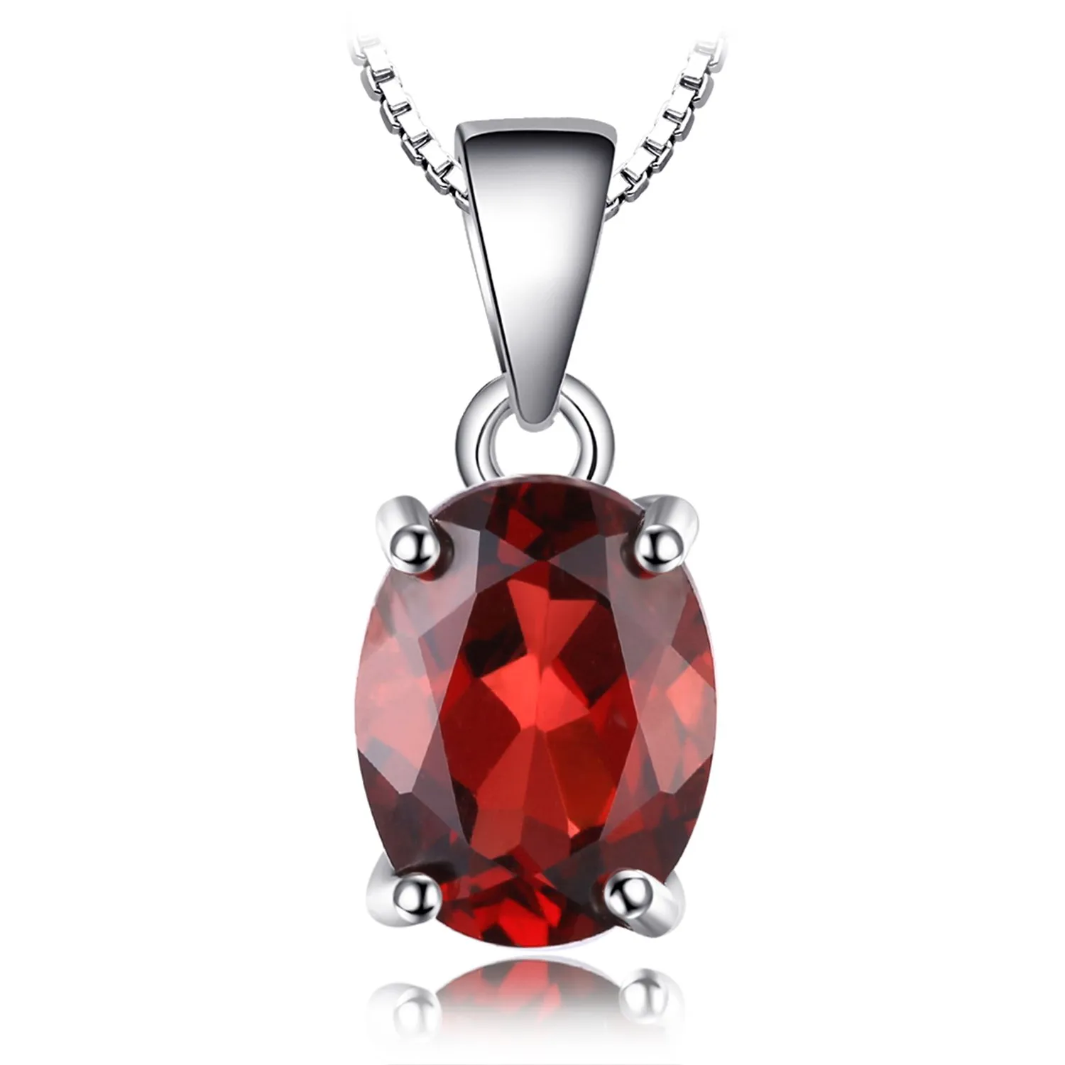JewelryPalace Collana Pendente Solitario in Argento 925 Sterling con Granato Rosso Naturale 2.5ct Ovale, 45cm - immagine 1