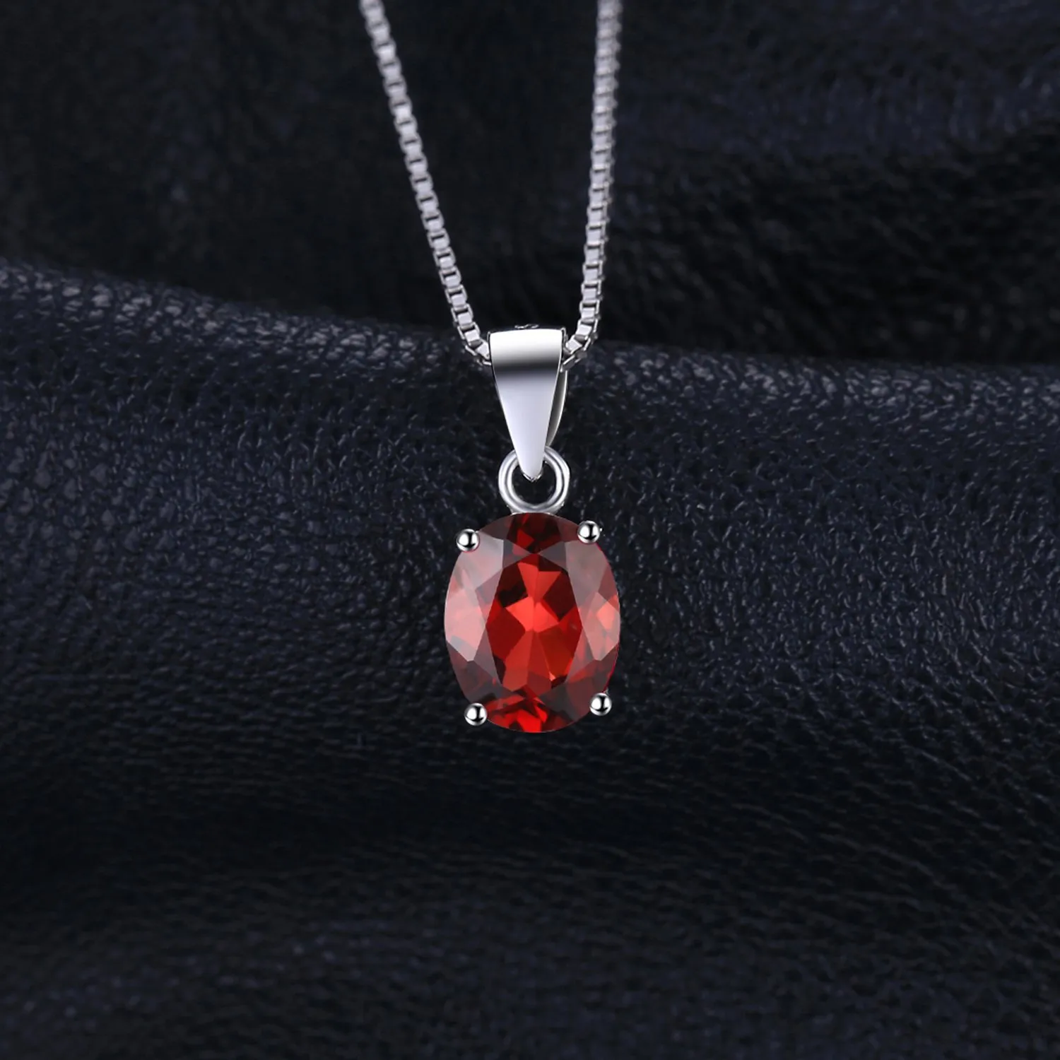 JewelryPalace Collana Pendente Solitario in Argento 925 Sterling con Granato Rosso Naturale 2.5ct Ovale, 45cm - immagine 3