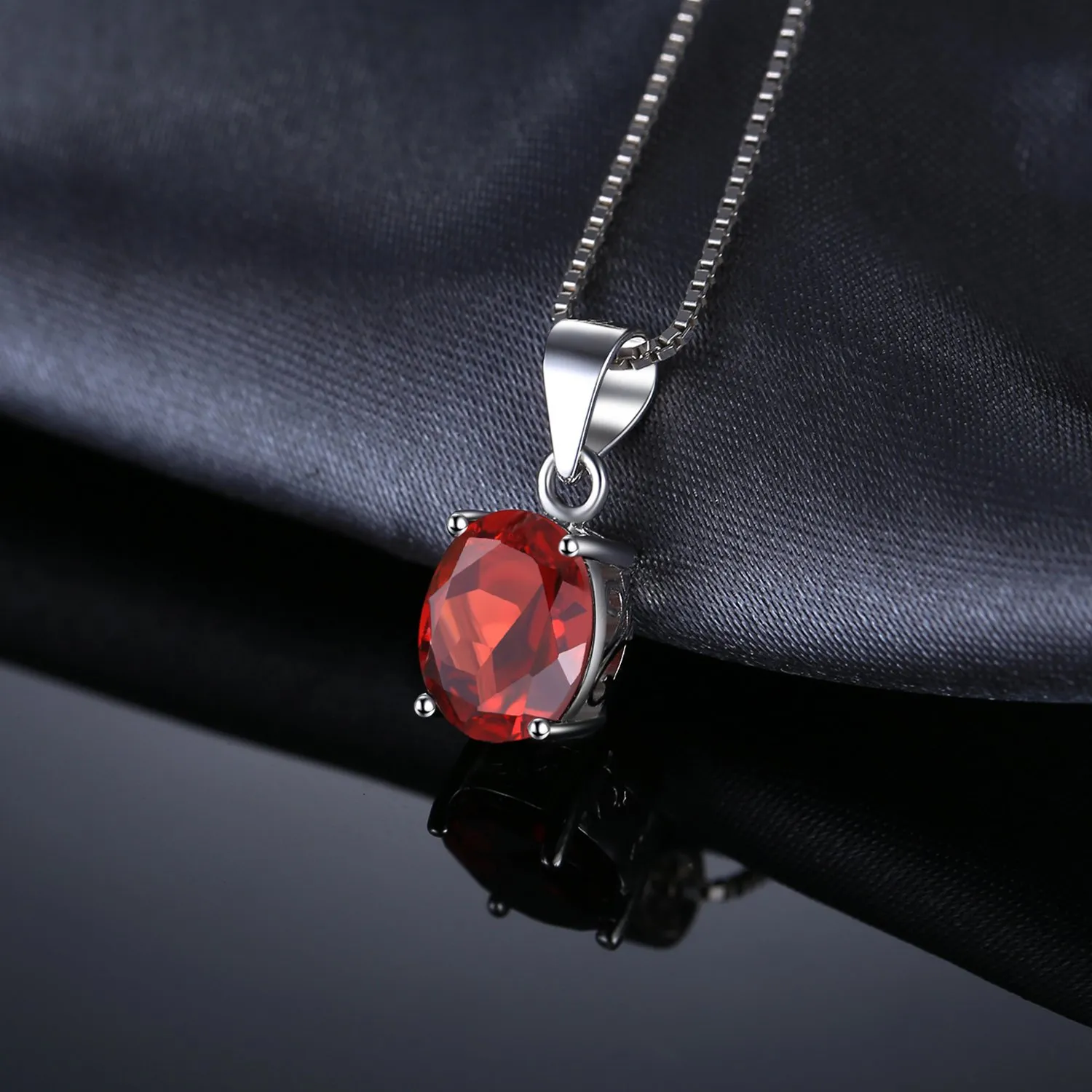 JewelryPalace Collana Pendente Solitario in Argento 925 Sterling con Granato Rosso Naturale 2.5ct Ovale, 45cm - immagine 5
