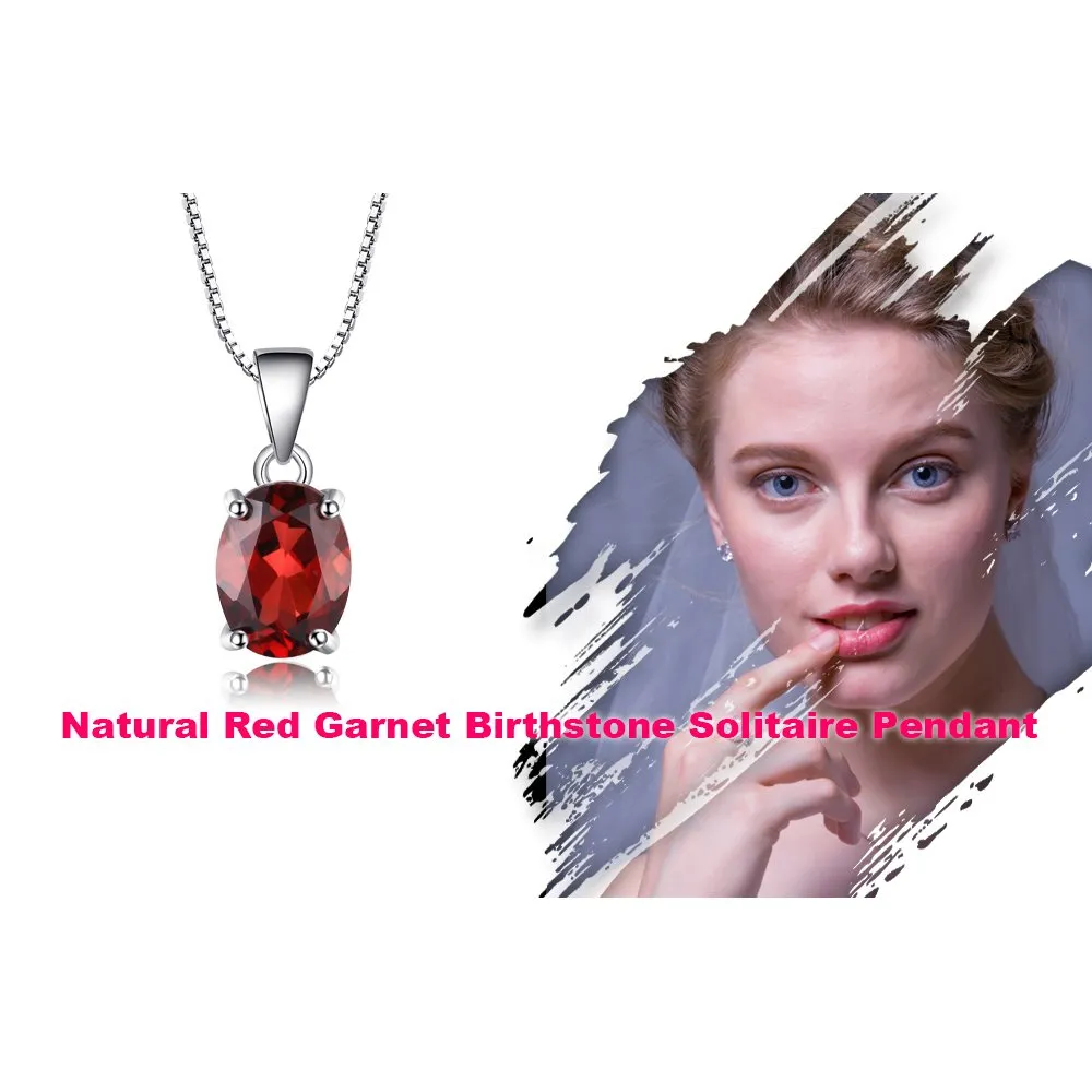 JewelryPalace Collana Pendente Solitario in Argento 925 Sterling con Granato Rosso Naturale 2.5ct Ovale, 45cm - immagine 6