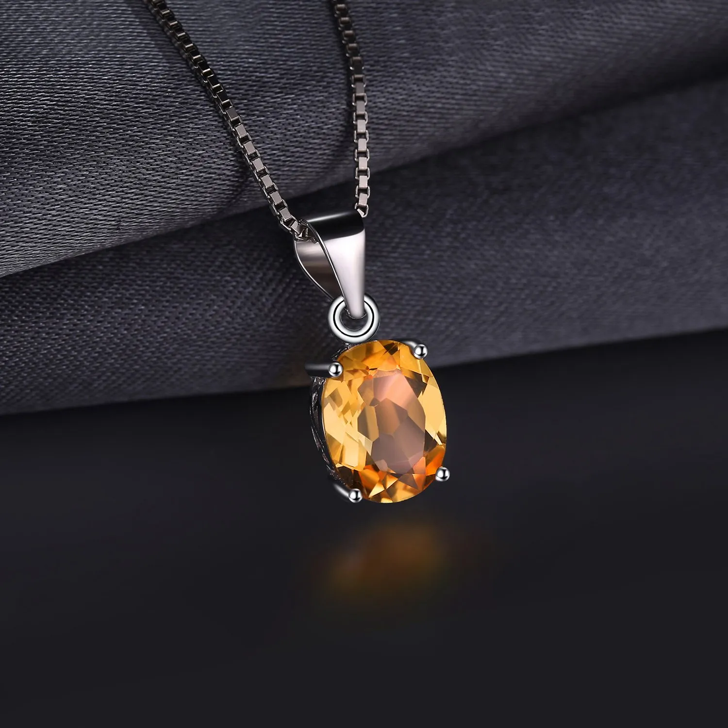 JewelryPalace Ovale 1.7ct Naturale Citrino Solitario Pendente Collana in Argento 925 Sterling 45cm - immagine 3