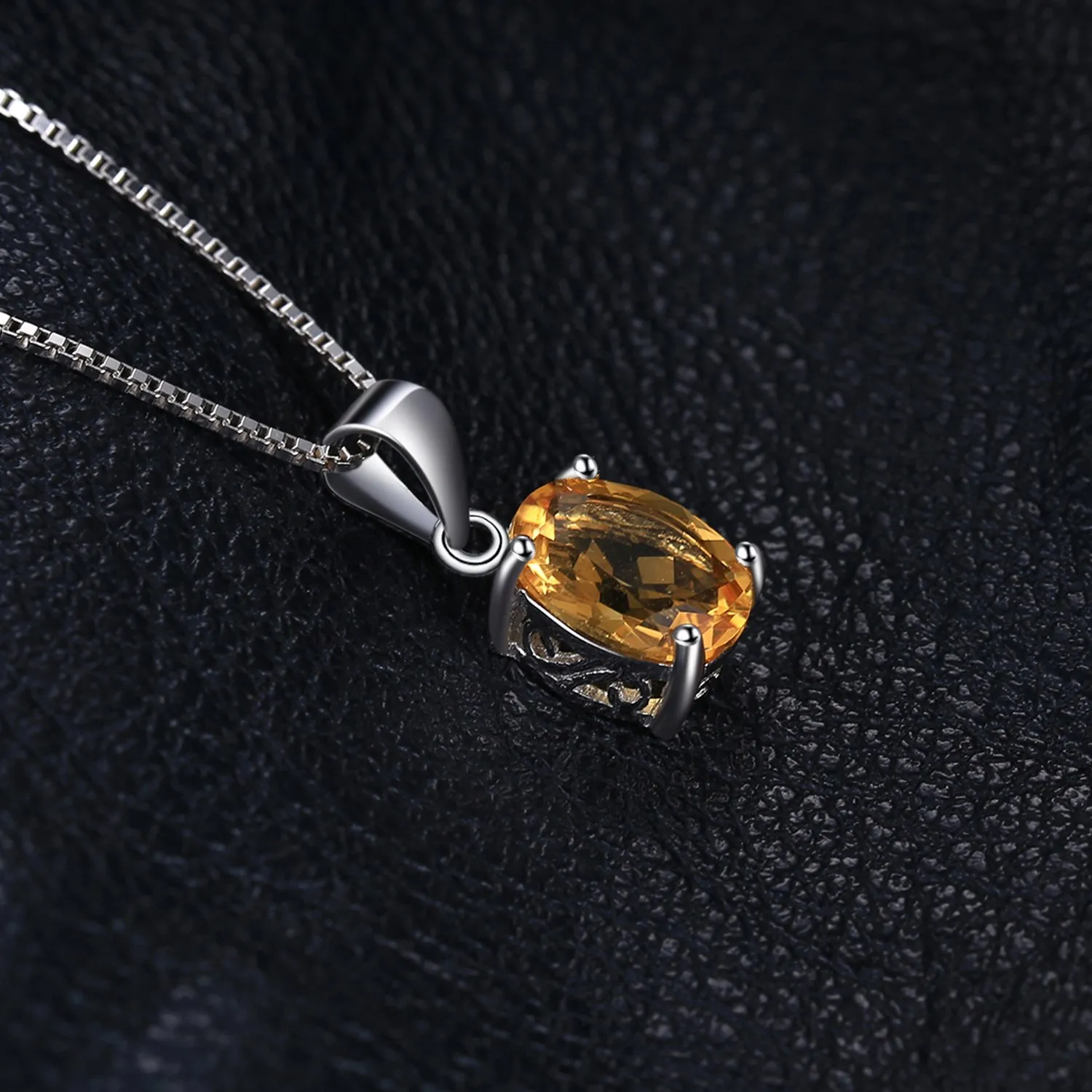 JewelryPalace Ovale 1.7ct Naturale Citrino Solitario Pendente Collana in Argento 925 Sterling 45cm - immagine 5