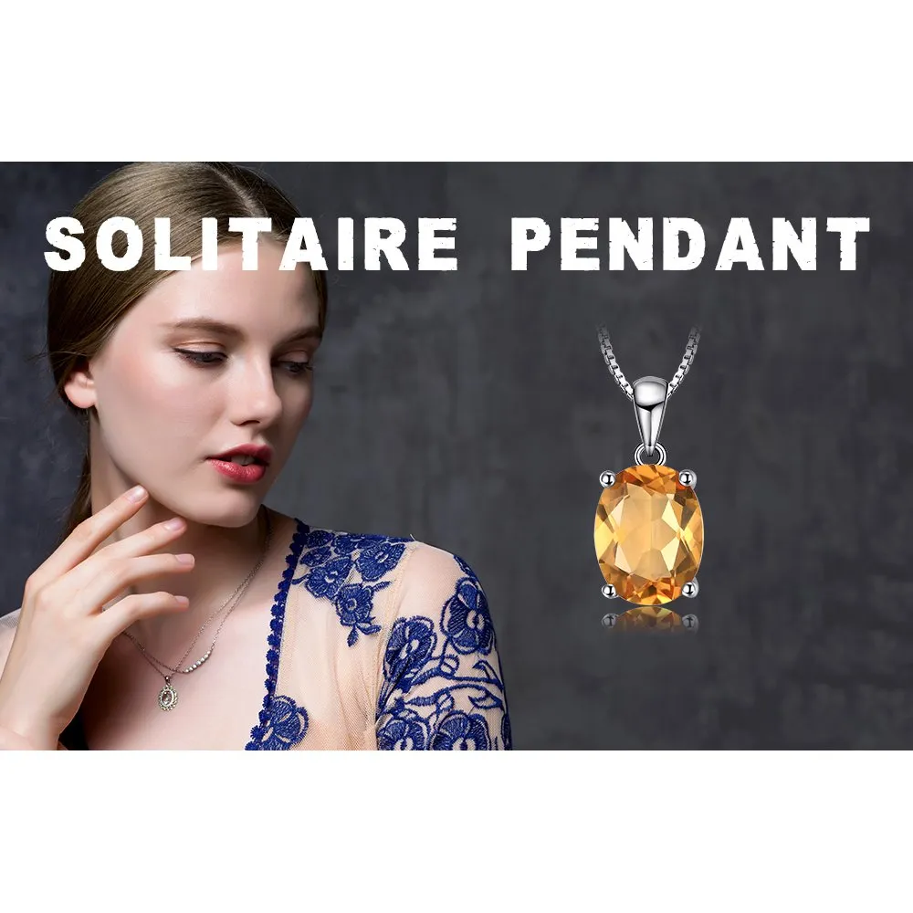 JewelryPalace Ovale 1.7ct Naturale Citrino Solitario Pendente Collana in Argento 925 Sterling 45cm - immagine 6