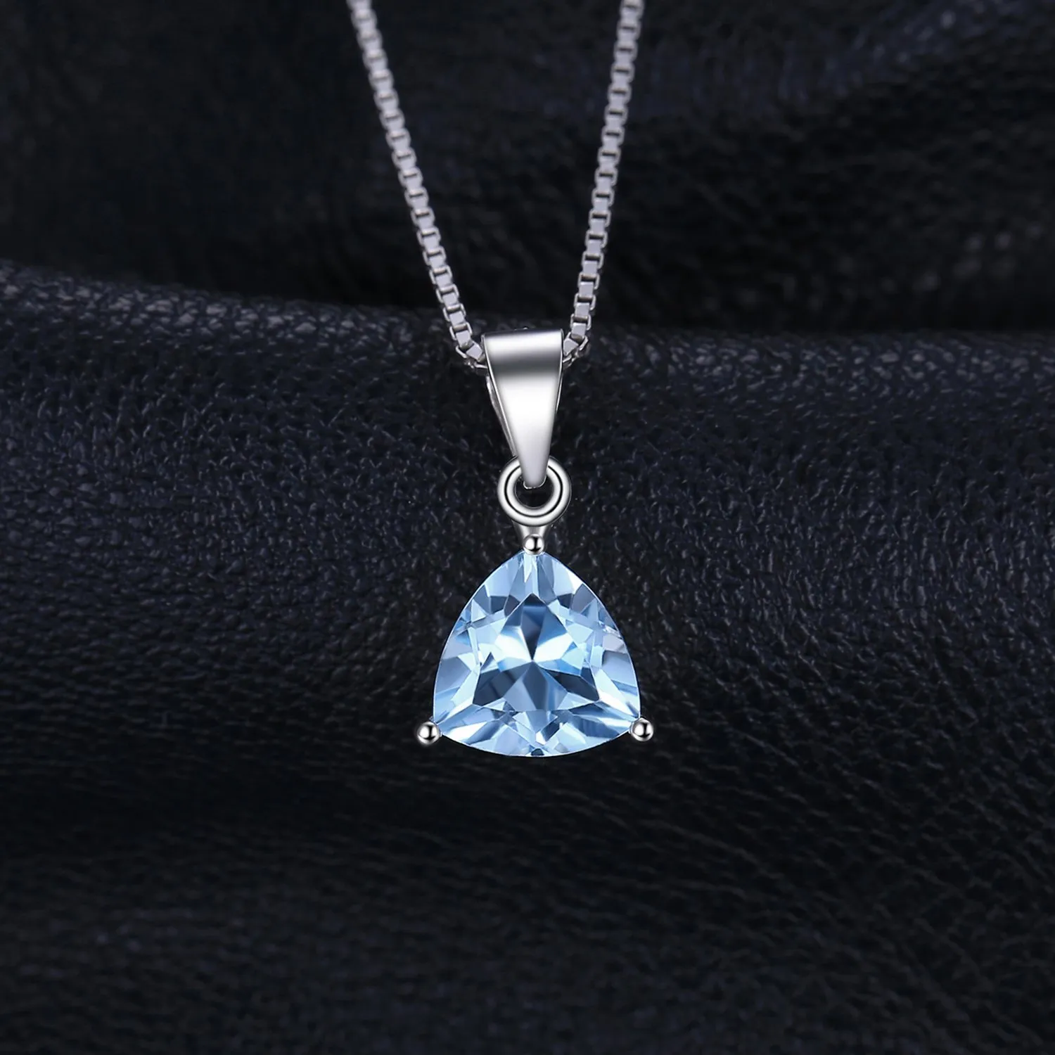 JewelryPalace Triangolo 2.4ct Natural Blue Topaz Solitaire Pendant Necklace 925 Sterling Silver 45cm - immagine 3