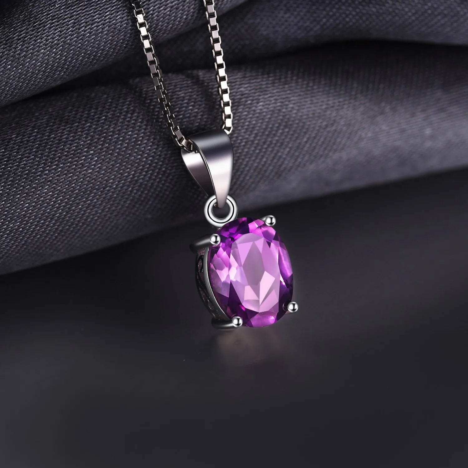 JewelryPalace Collana Solitario in Argento 925 con Ametista Viola Naturale 1.7ct, 45cm - immagine 3