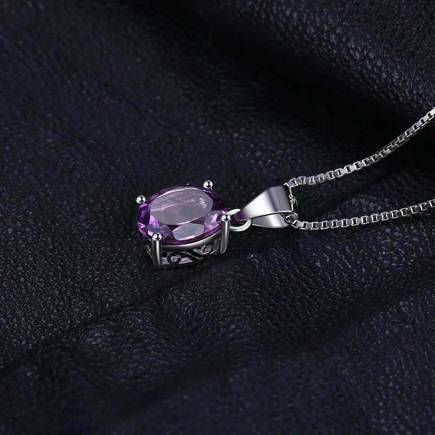 JewelryPalace Collana Solitario in Argento 925 con Ametista Viola Naturale 1.7ct, 45cm - immagine 5