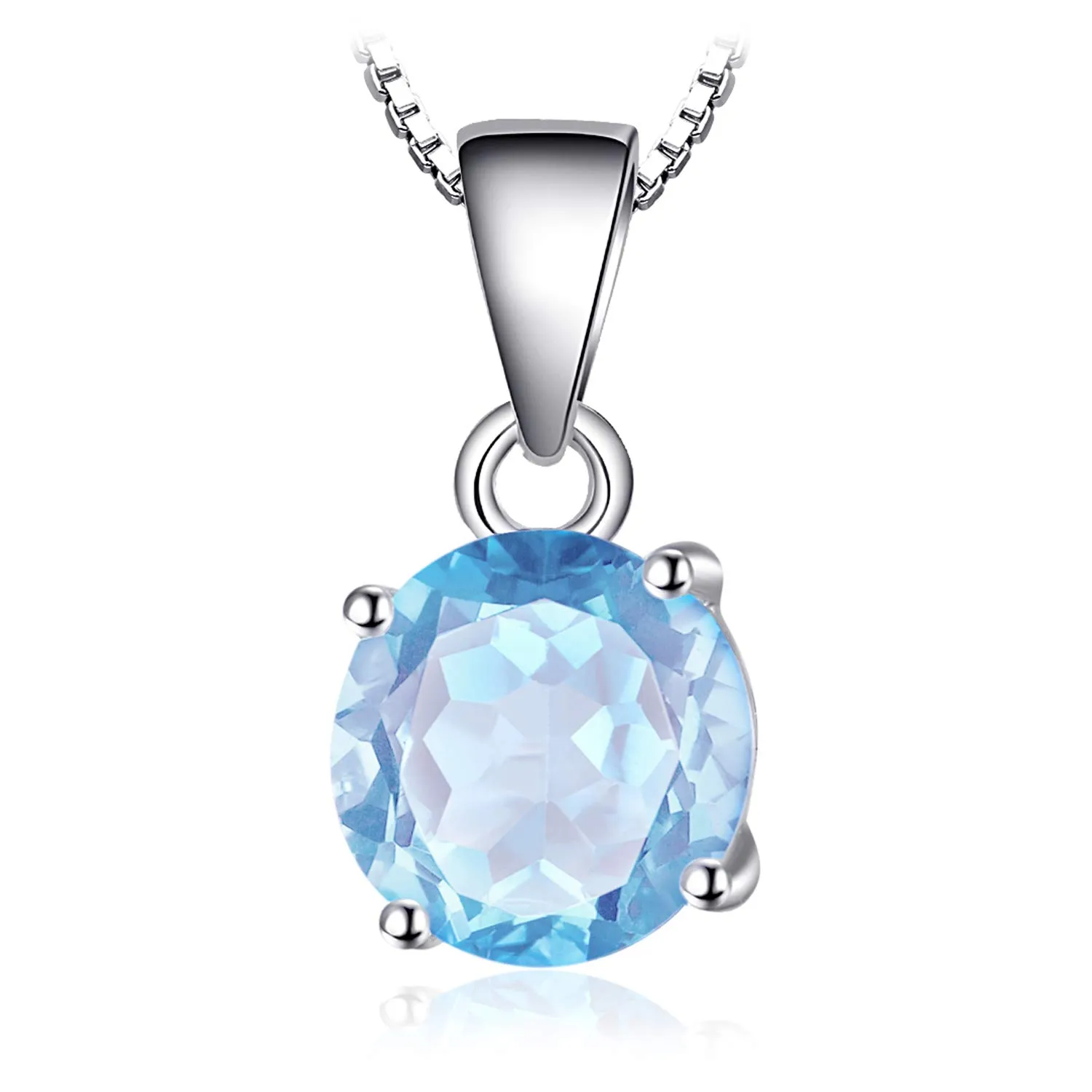JewelryPalace Rotondo 2.5ct Natural Blue Topaz Solitaire Pendant Necklace 925 Sterling Silver 45cm - immagine 1