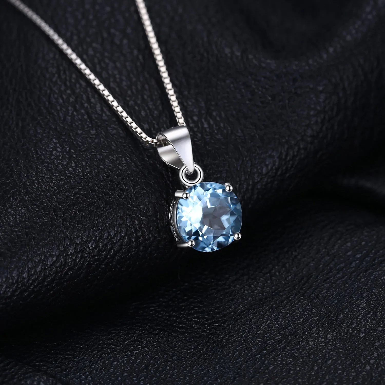 JewelryPalace Rotondo 2.5ct Natural Blue Topaz Solitaire Pendant Necklace 925 Sterling Silver 45cm - immagine 5