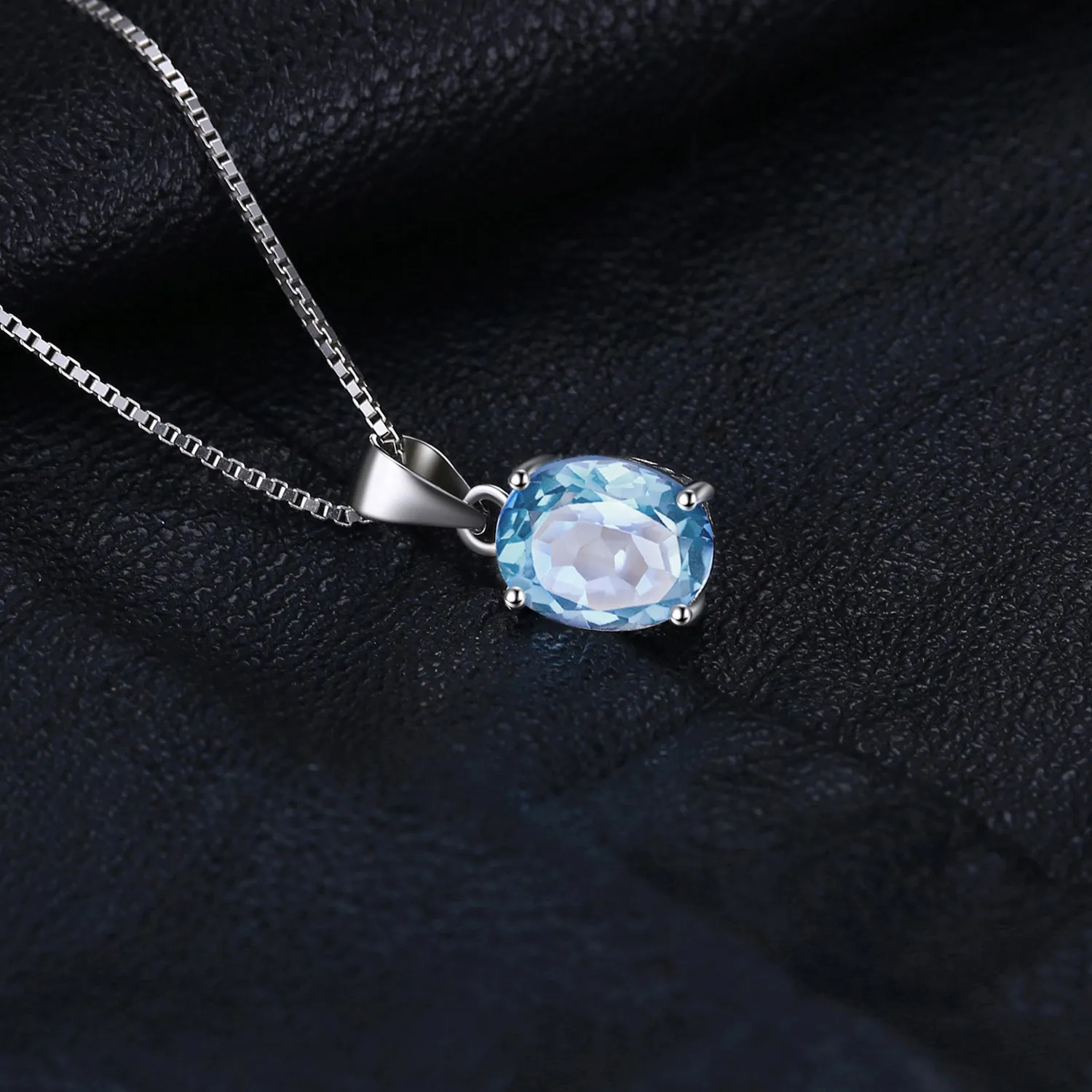 JewelryPalace Ovale 2.1ct Naturale Cielo Blu Topazio Solitario 925 Sterling Argento 45cm - immagine 3