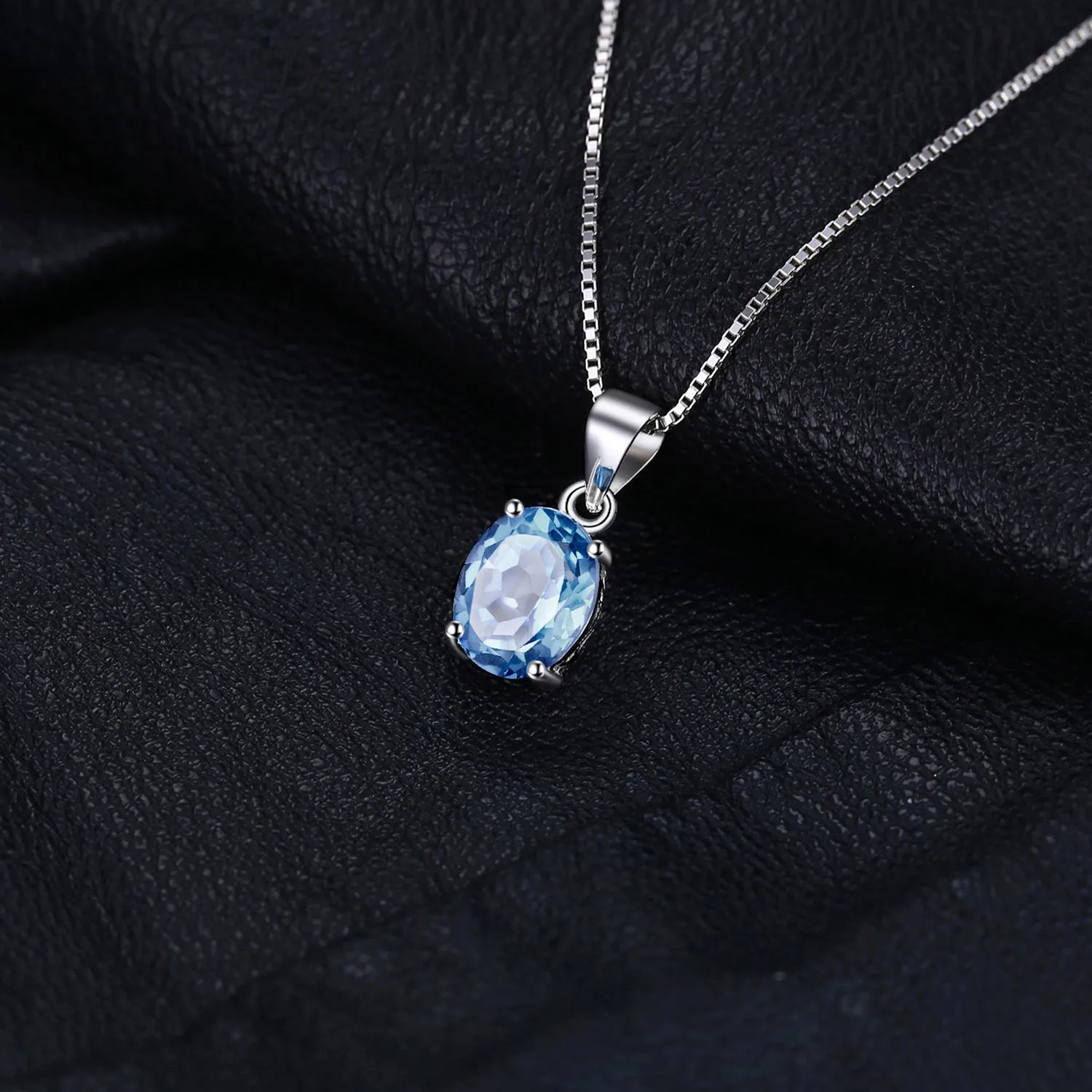 JewelryPalace Ovale 2.1ct Naturale Cielo Blu Topazio Solitario 925 Sterling Argento 45cm - immagine 5