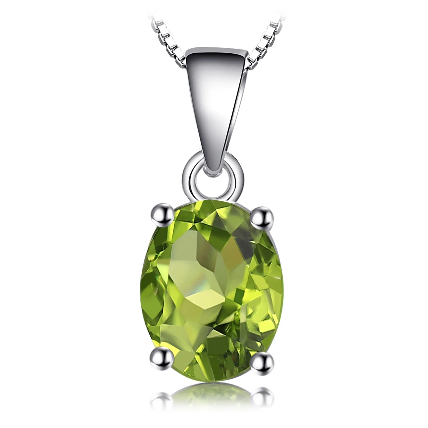 JewelryPalace 1.7ct Natural Green Peridot Oval Solitaire Pendant Necklace 925 Sterling Silver 45cm - immagine 1