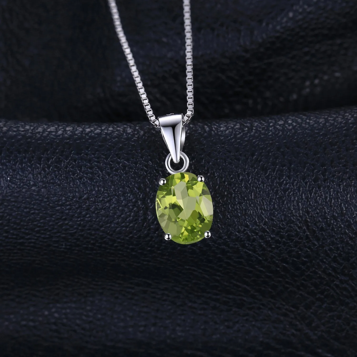 JewelryPalace 1.7ct Natural Green Peridot Oval Solitaire Pendant Necklace 925 Sterling Silver 45cm - immagine 3