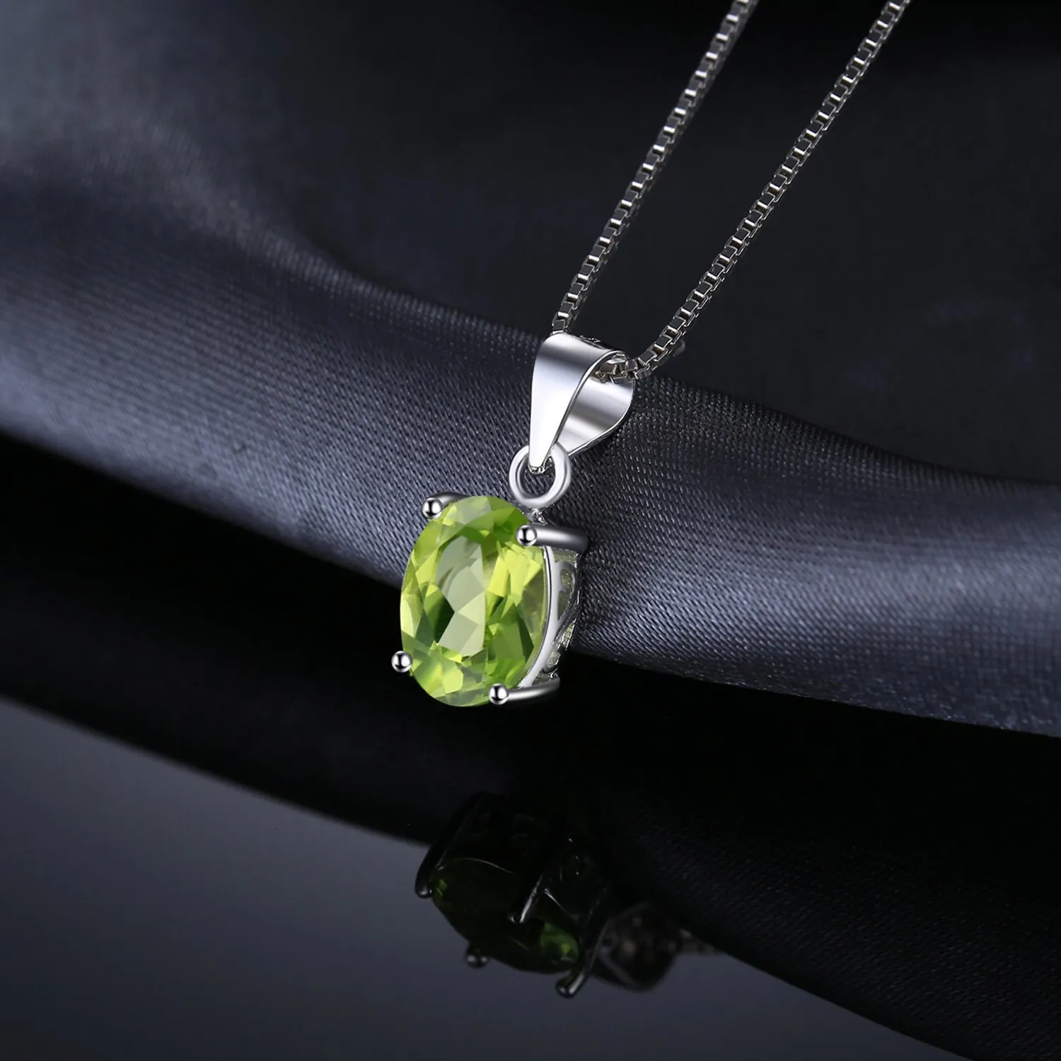 JewelryPalace 1.7ct Natural Green Peridot Oval Solitaire Pendant Necklace 925 Sterling Silver 45cm - immagine 5