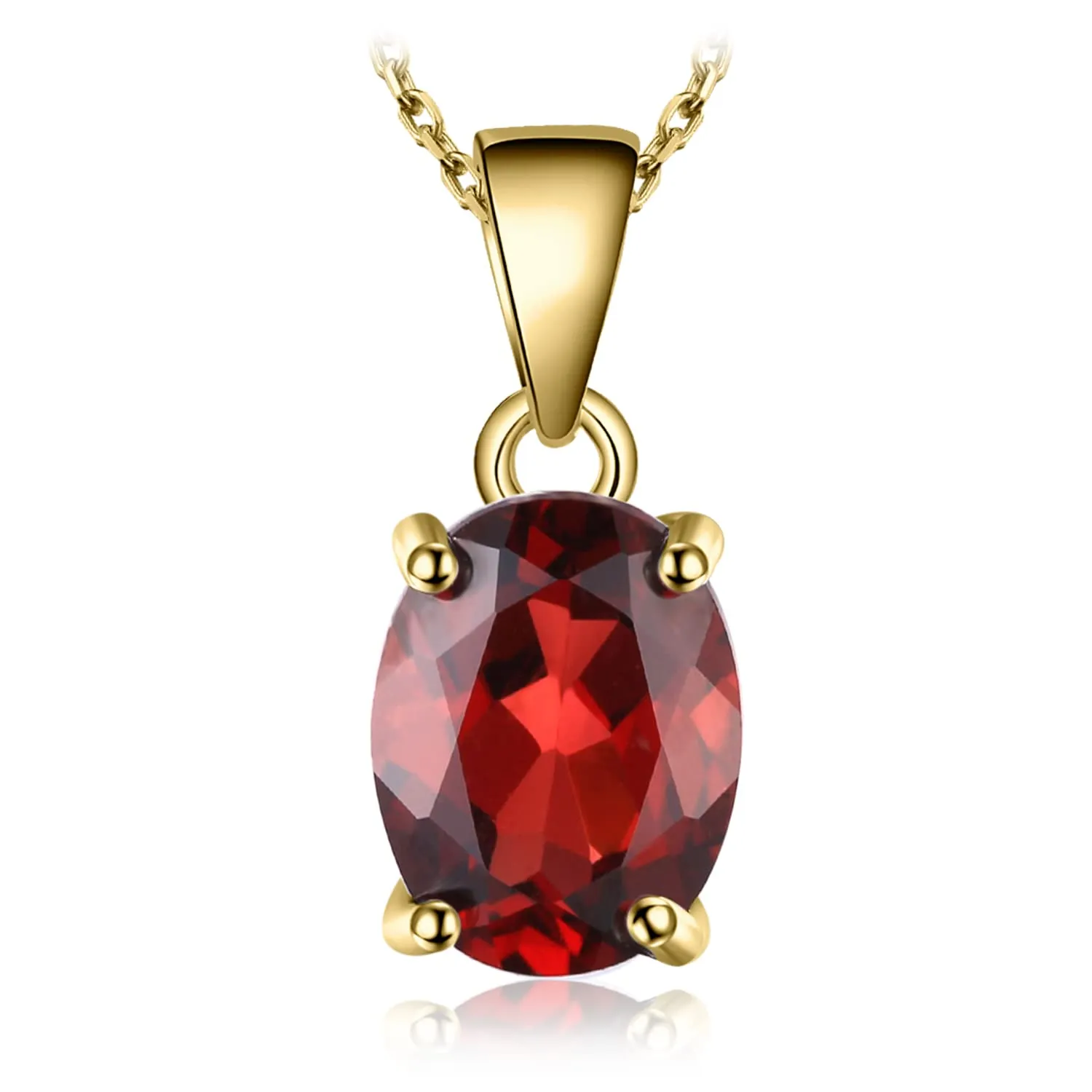 JewelryPalace Collana Solitario Donna in Argento 925 con Granato Rosso Naturale, Ciondolo a Taglio Ovale Dorato, Catena 45cm - immagine 1