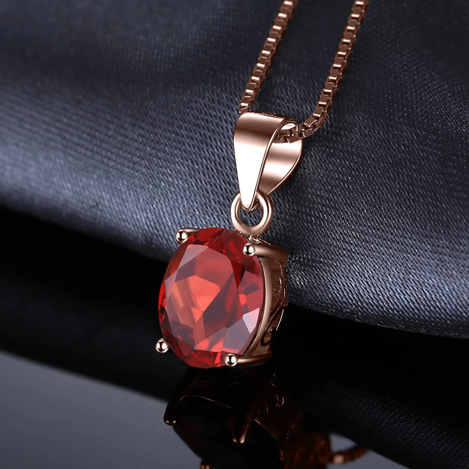 JewelryPalace Collana Solitario Donna in Argento 925 con Granato Rosso Naturale, Ciondolo a Taglio Ovale Dorato, Catena 45cm - immagine 3