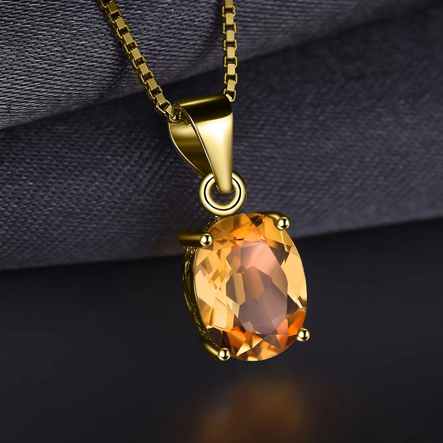 JewelryPalace Collana Solitario Donna Argento 925 con Citrino Arancione Naturale, Ciondolo Pietra Taglio Ovale placcato Oro, Catena 45cm - immagine 2