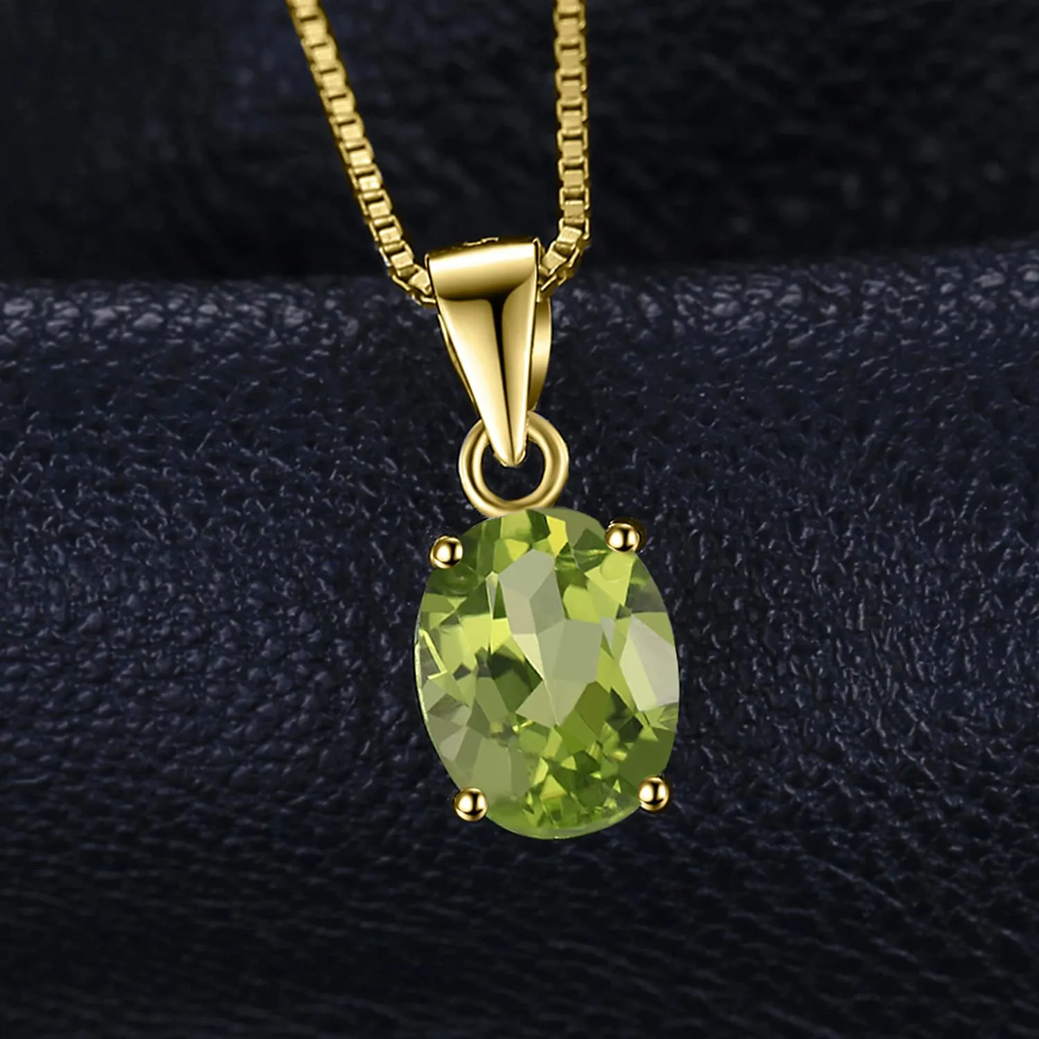 JewelryPalace Collana Solitario Donna in Argento 925 con Peridoto Verde Taglio Ovale e Placcatura in Oro, 45cm - immagine 2
