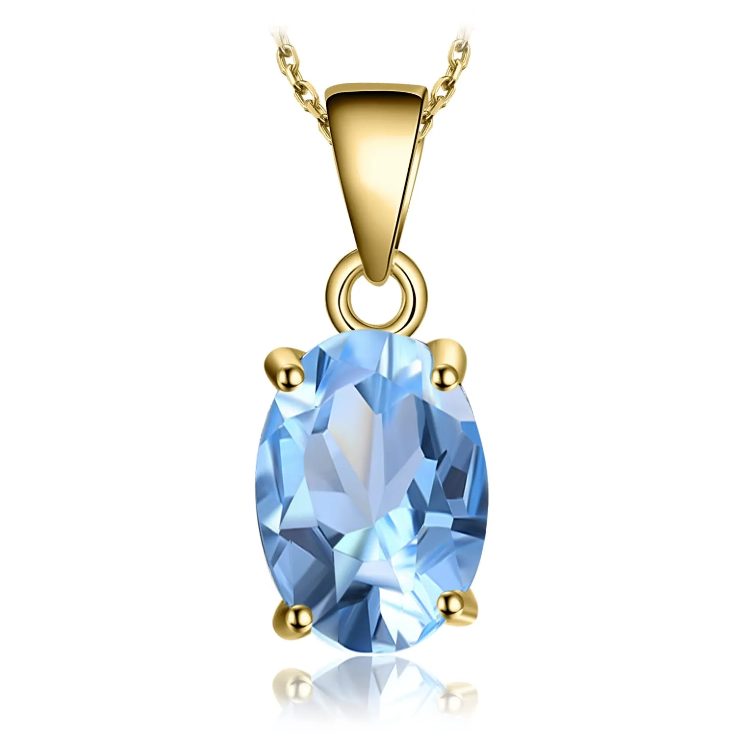 JewelryPalace Collana Solitario Donna in Argento 925 con Topazio Azzurro Naturale e Ciondolo a Taglio Ovale, Catena 45cm - immagine 1
