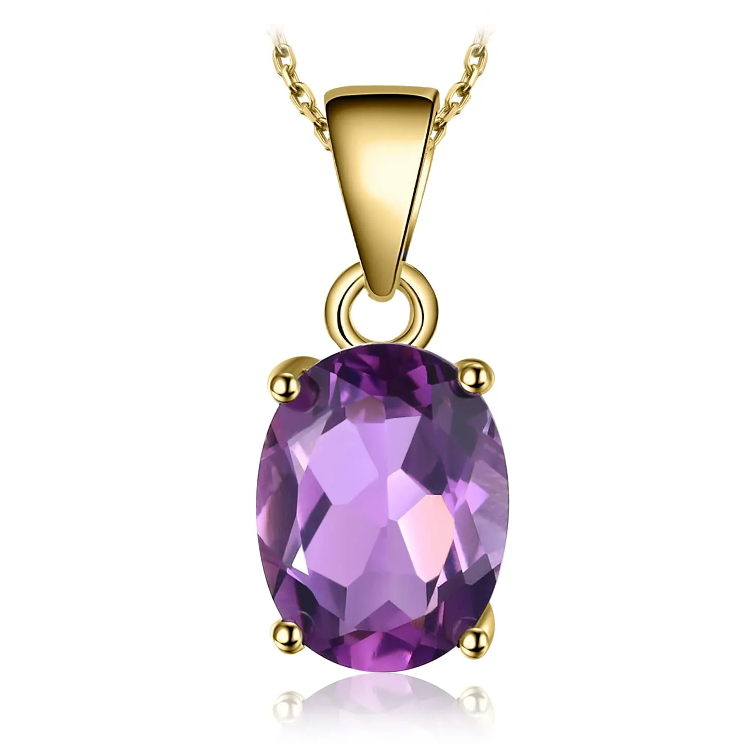 JewelryPalace Collana Solitario Donna in Argento 925 con Ametista Viola Taglio Ovale e Catena 45cm - immagine 1