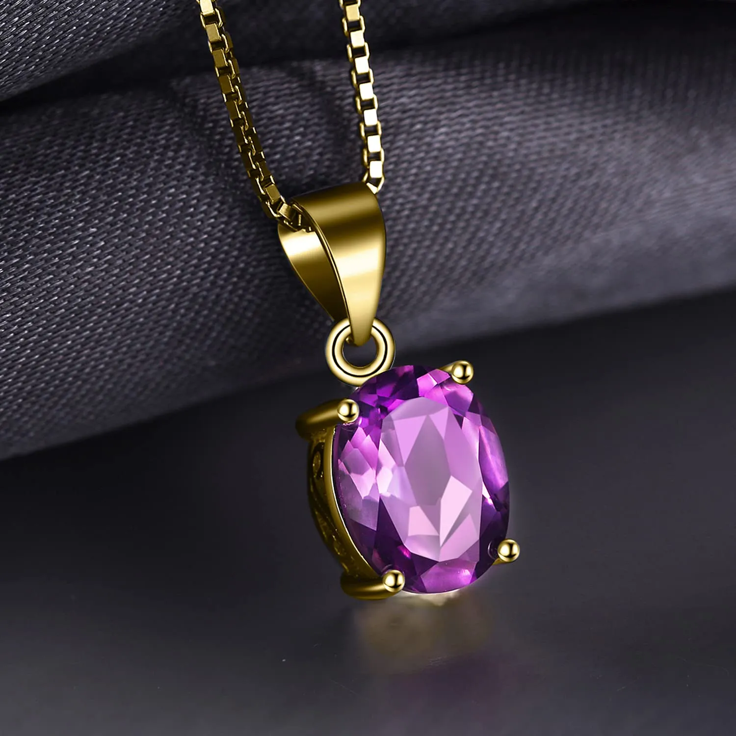 JewelryPalace Collana Solitario Donna in Argento 925 con Ametista Viola Taglio Ovale e Catena 45cm - immagine 2
