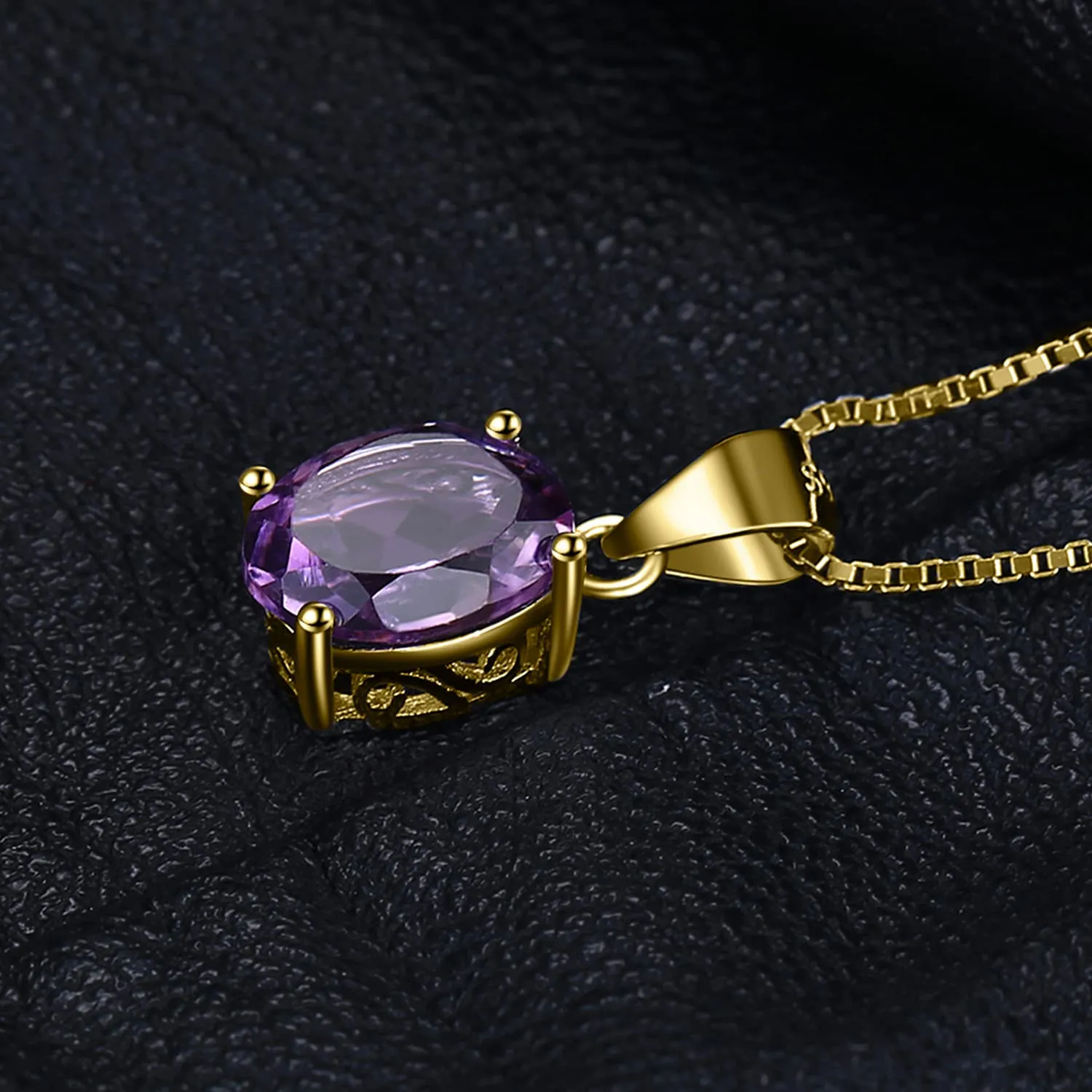 JewelryPalace Collana Solitario Donna in Argento 925 con Ametista Viola Taglio Ovale e Catena 45cm - immagine 3