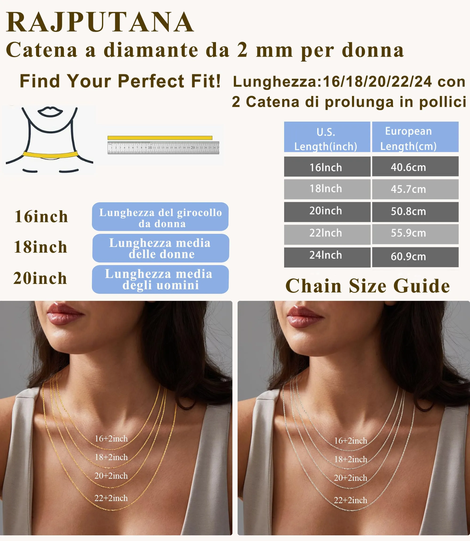 Rajputana Collana Catenina in Argento 925 per Donna - immagine 4