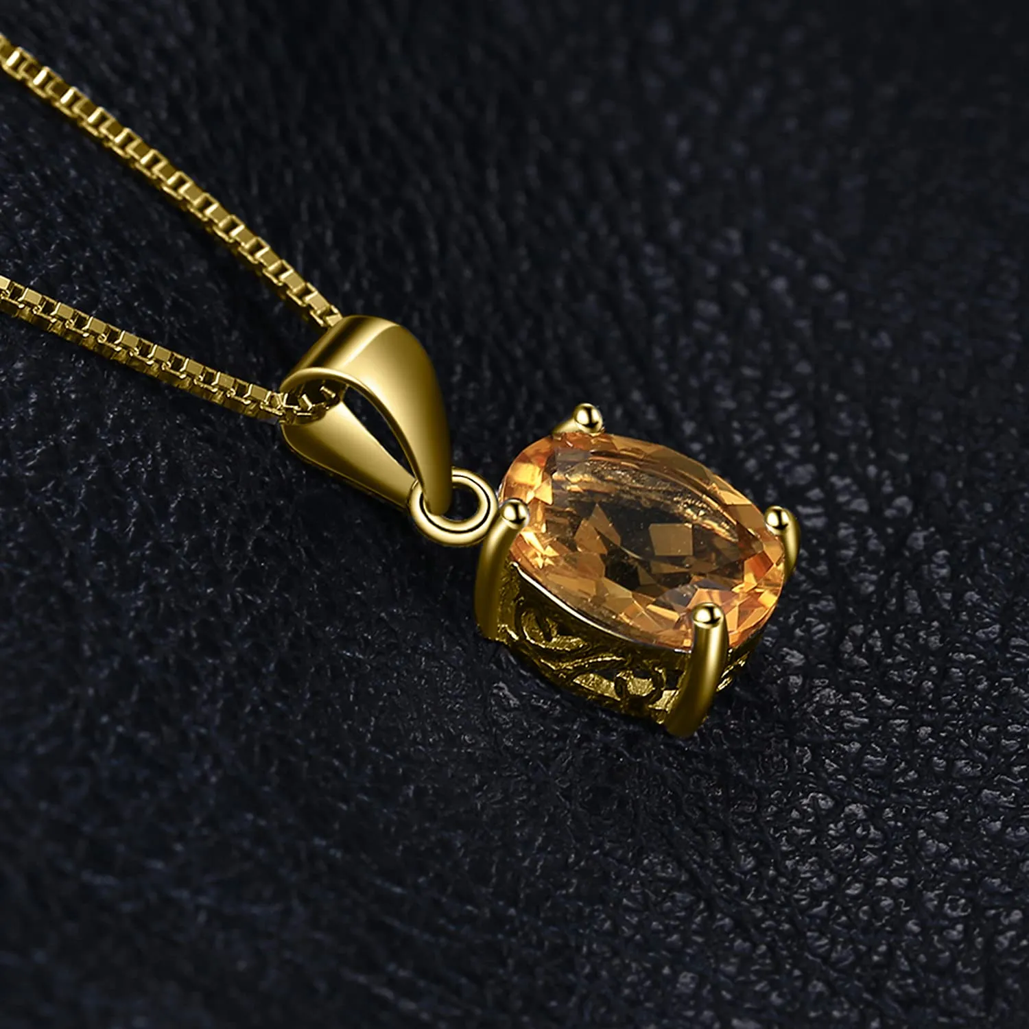 JewelryPalace Collana Solitario Donna in Oro Giallo 14K con Citrino Naturale Arancione, Ciondolo Pietra Taglio Ovale, Catena 45cm - immagine 5