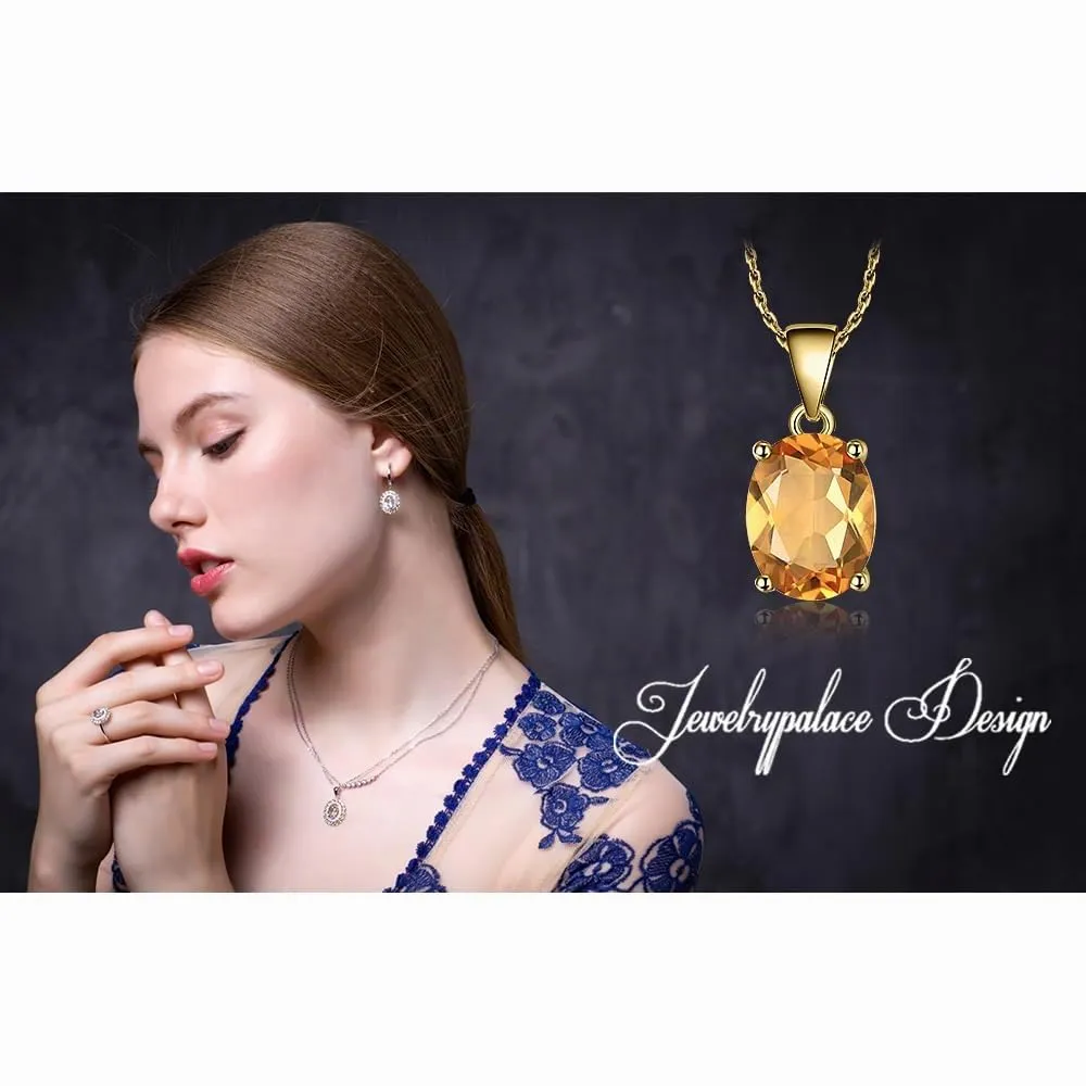 JewelryPalace Collana Solitario Donna in Oro Giallo 14K con Citrino Naturale Arancione, Ciondolo Pietra Taglio Ovale, Catena 45cm - immagine 6