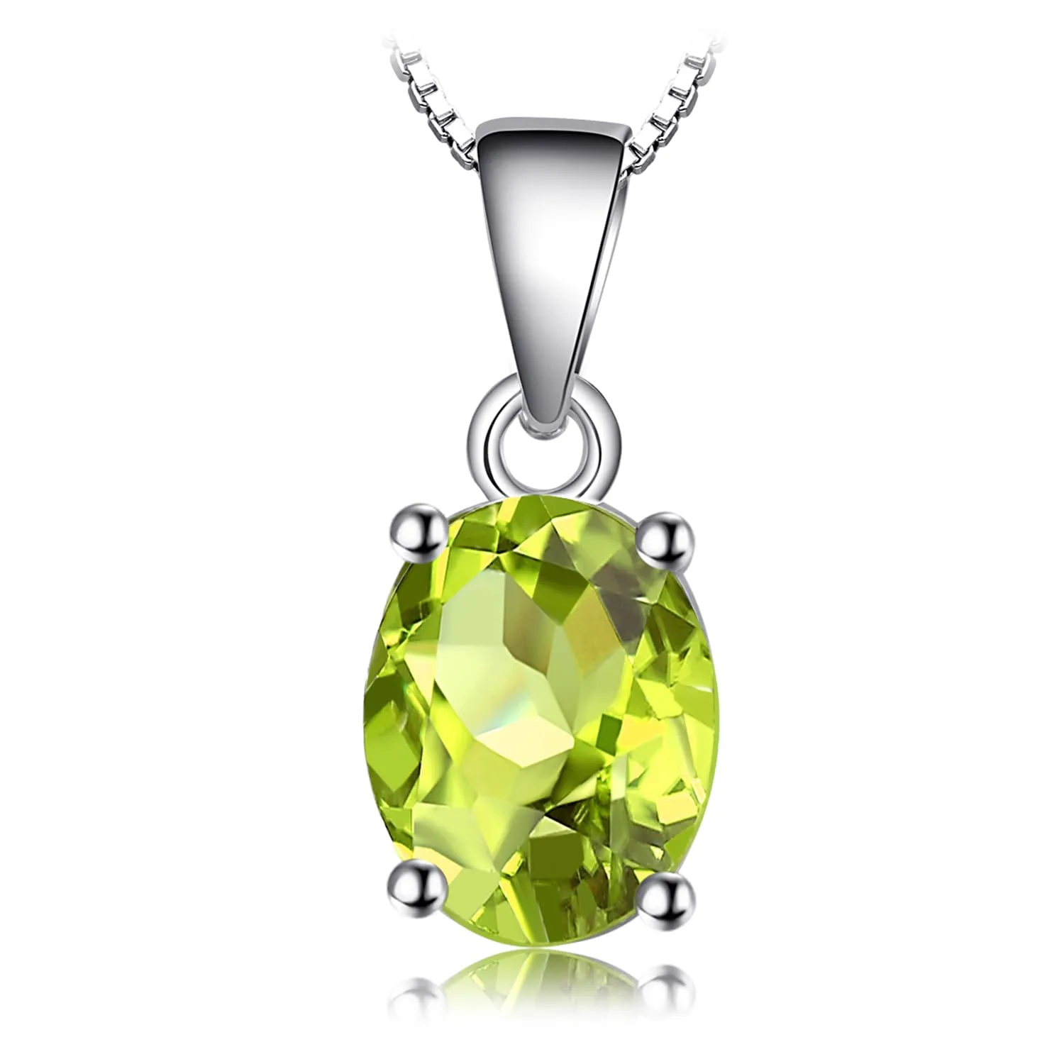 JewelryPalace Collana con Pendente Solitario Peridoto Verde Naturale 1.7ct Ovale, Placcato Oro Bianco 14K, 45cm - immagine 1