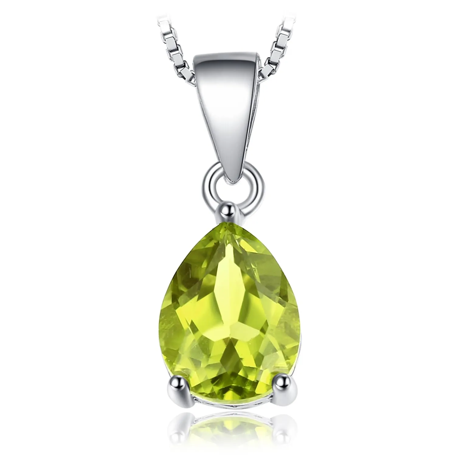 JewelryPalace Pera 1.5ct Peridot Colored Cubic Zirconia Solitario Pendant Necklace 14K Yellow Gold Plated 45cm - immagine 1