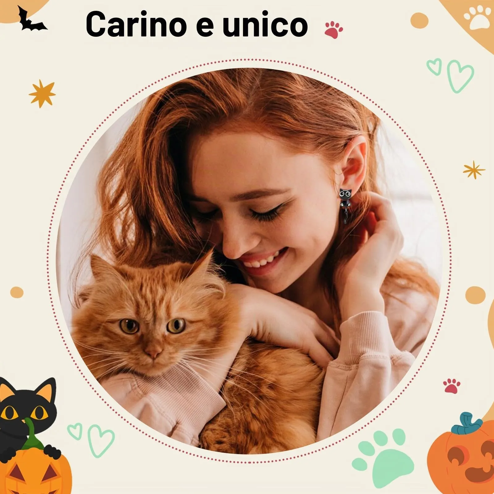 ZephyrHome Orecchini Gatto Nero in Metallo, Modello B1119 - immagine 4