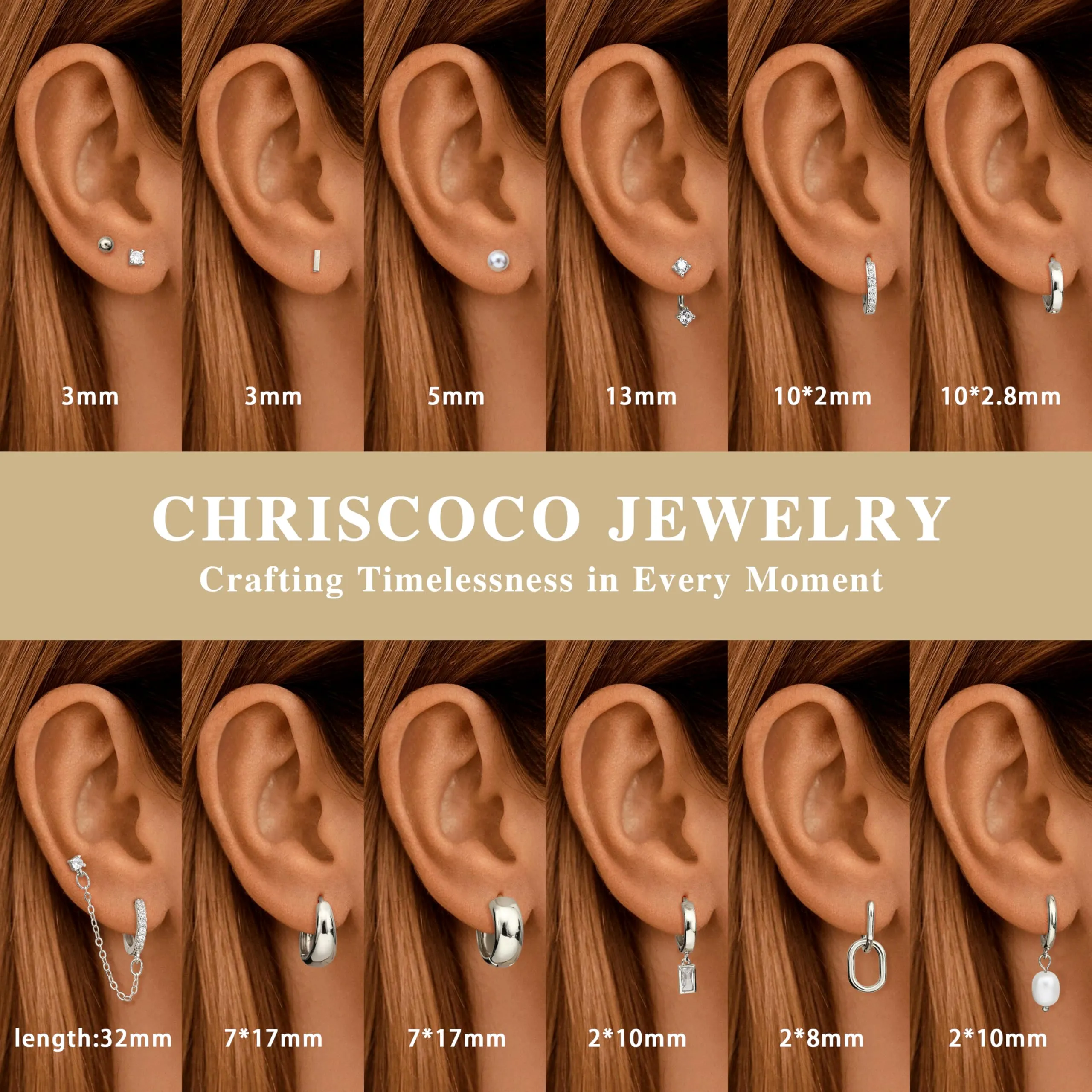 Chriscoco Set 13 Paia Orecchini in Acciaio Inossidabile da Donna - immagine 4