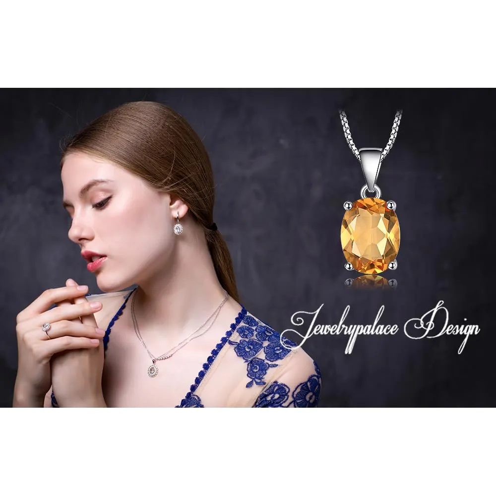 JewelryPalace Collana Pendente Solitario Citrino Naturale 1.7ct Ovale Placcato Oro Bianco 14K 45cm - immagine 6