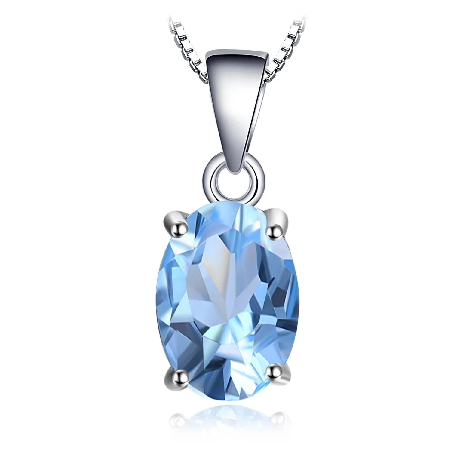 JewelryPalace Ovale 2.1ct Sky Blue Created Spinel Solitaire Necklace, 14K White Gold Plated, 45cm - immagine 1