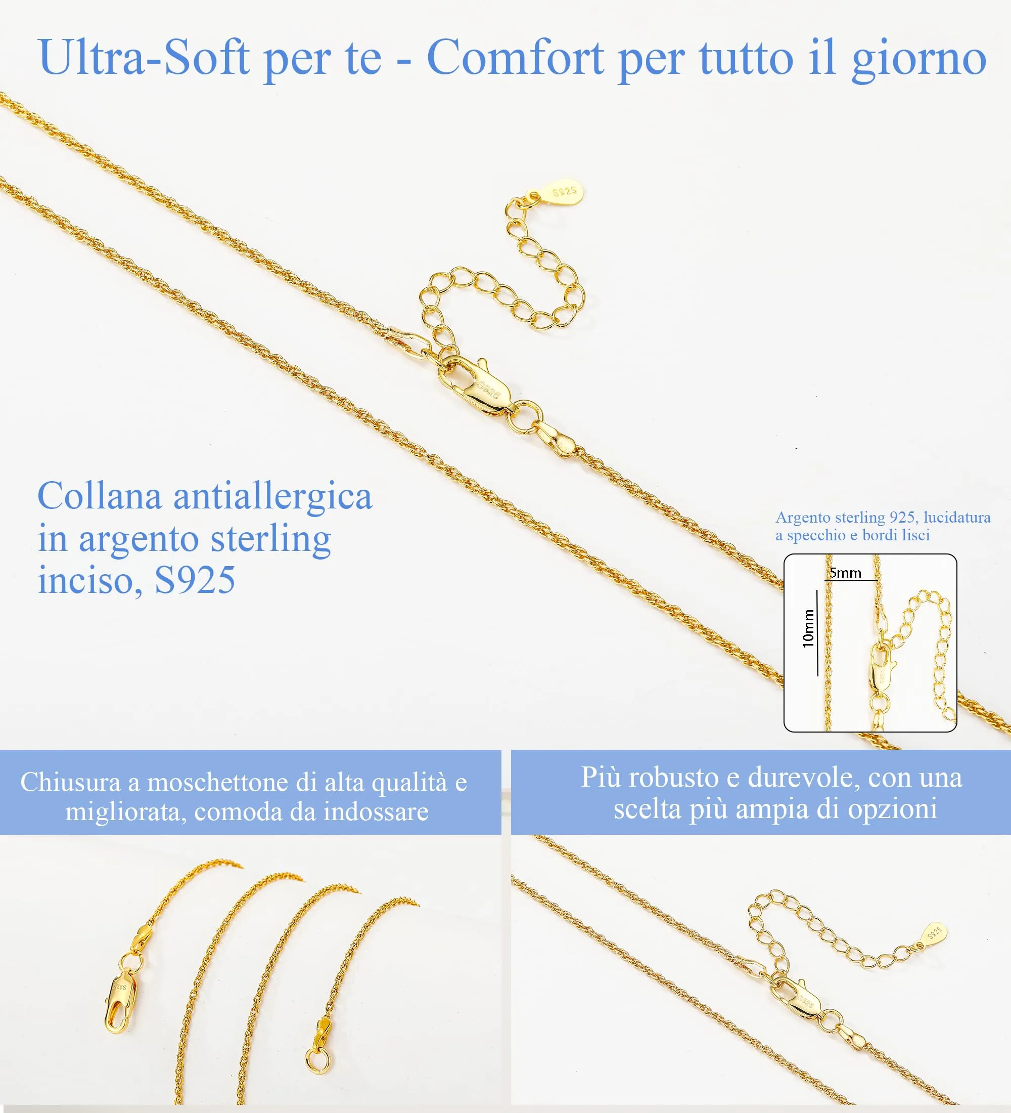 Rajputana Collana Catena in Argento Color Oro per Donna - immagine 5