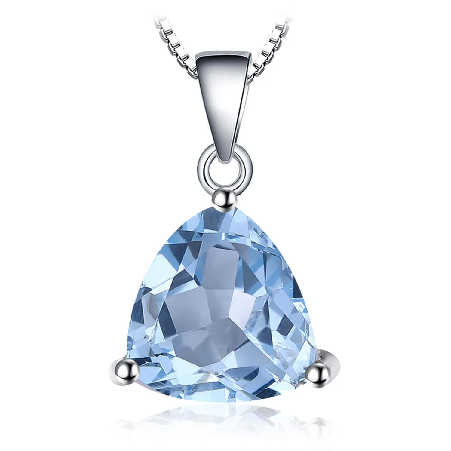 JewelryPalace Triangolo 2.4ct Swiss Blue Colored Glass Solitario Pendente Collana 14K Placcato Oro Giallo 45cm - immagine 1