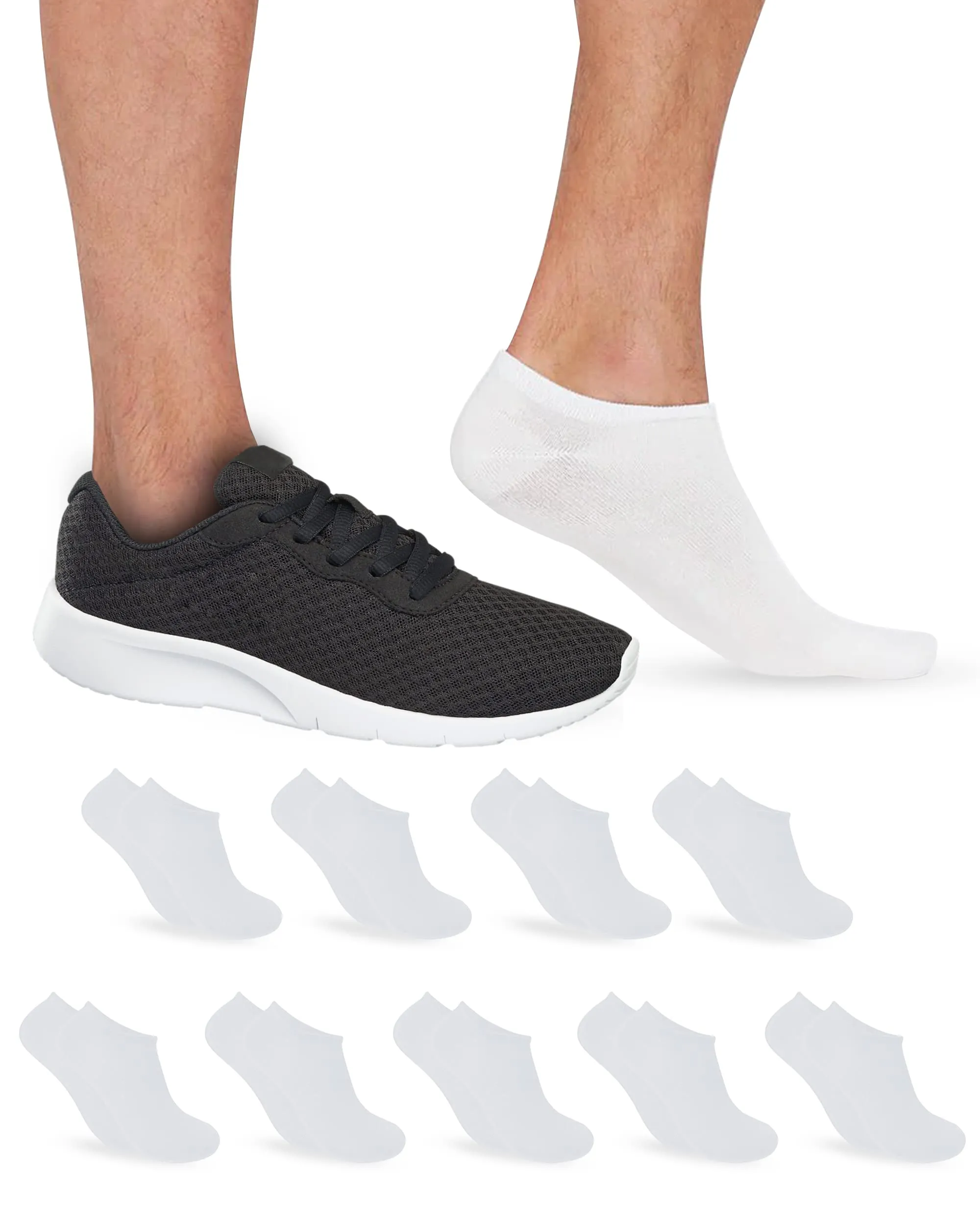 POPYS Calzini Corti Unisex in Cotone, 9 Paia, Bianco, Taglia 35-40 - immagine 1