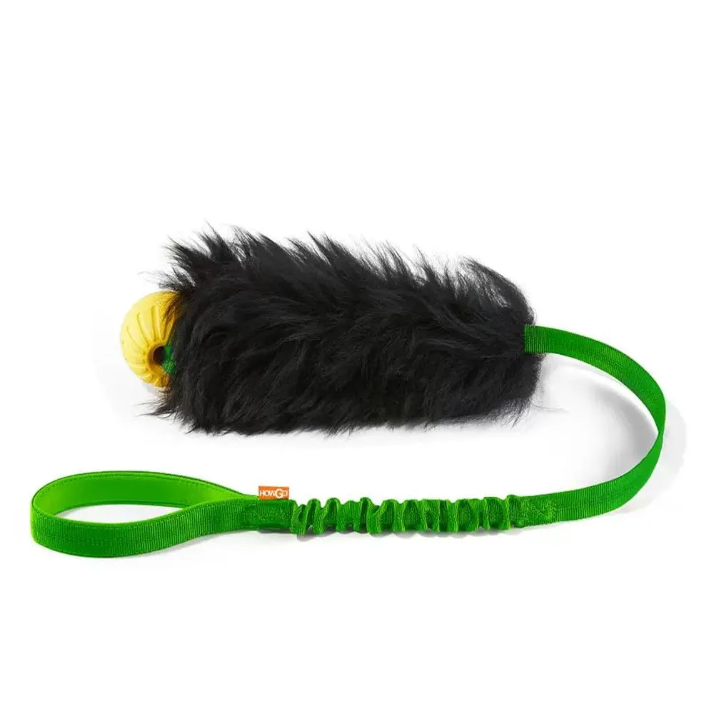 HOWGO Giocattolo di corda elastica per cani in pelle di pecora, verde, grande con palla - immagine 1