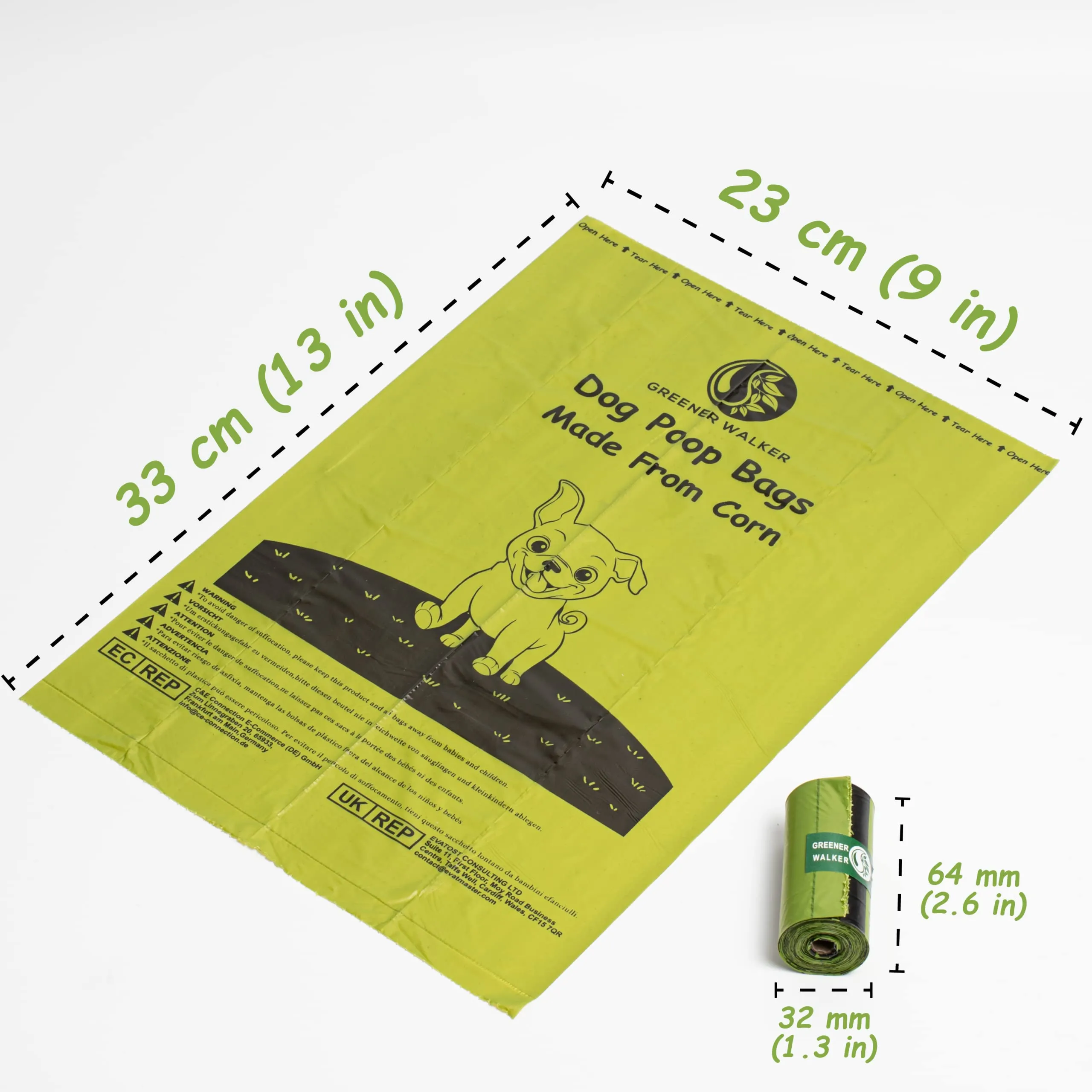 Greener Walker Sacchetti per bisogni dei Cani, Biodegradabili, Extra Spessi, 540 unità (Verde) - immagine 6